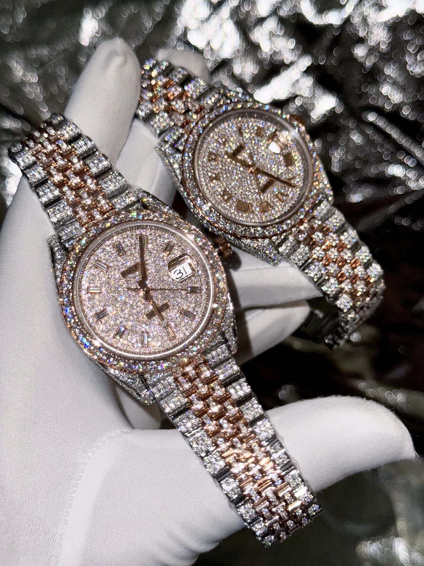 Rolex Replica 1:1 Watch DateJust With Full Diamond Moissanite Hong Kong 41mm