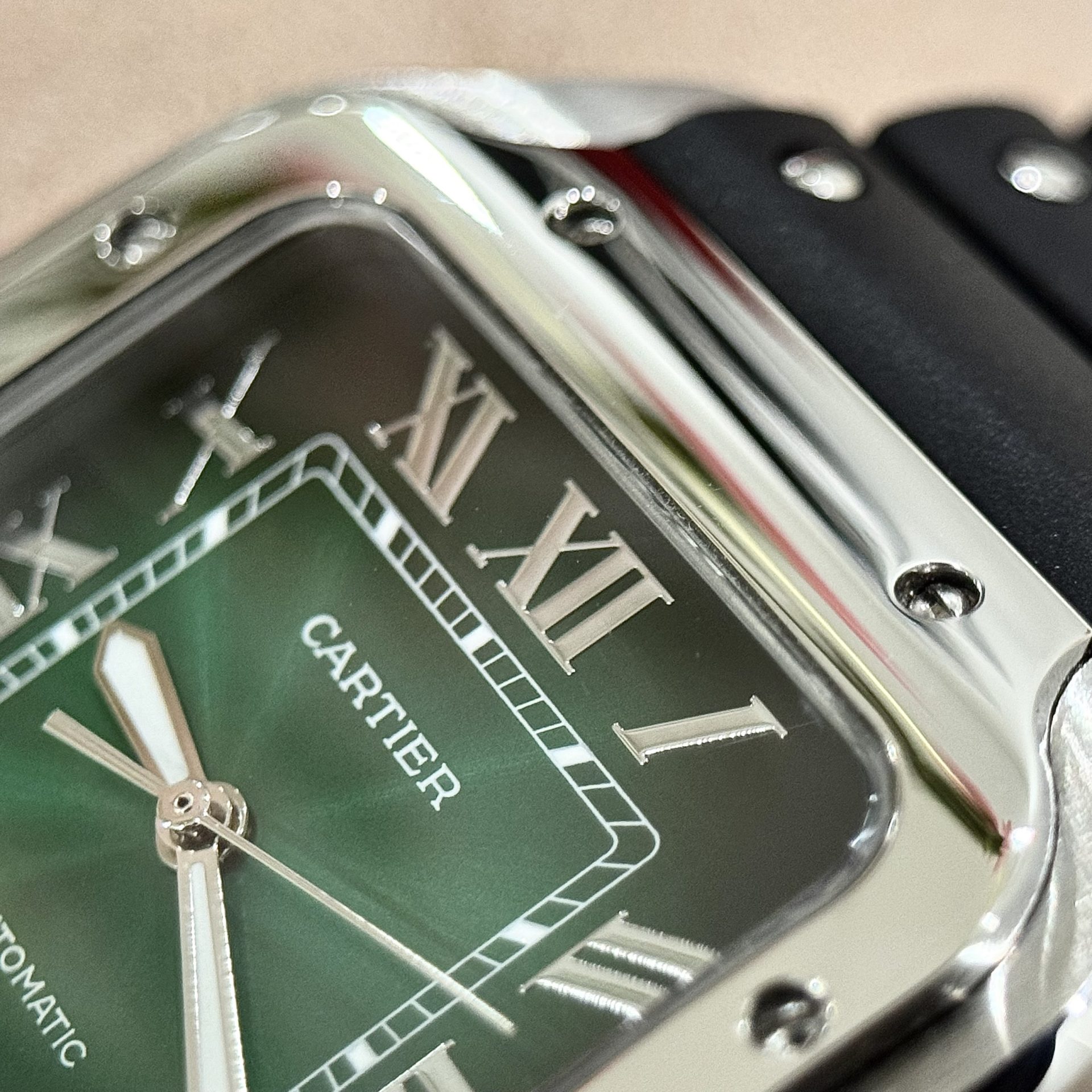 Cartier Replica Watches Santos WSSA0061 Green Dial Rubber Strap BV Factory 39.8mm