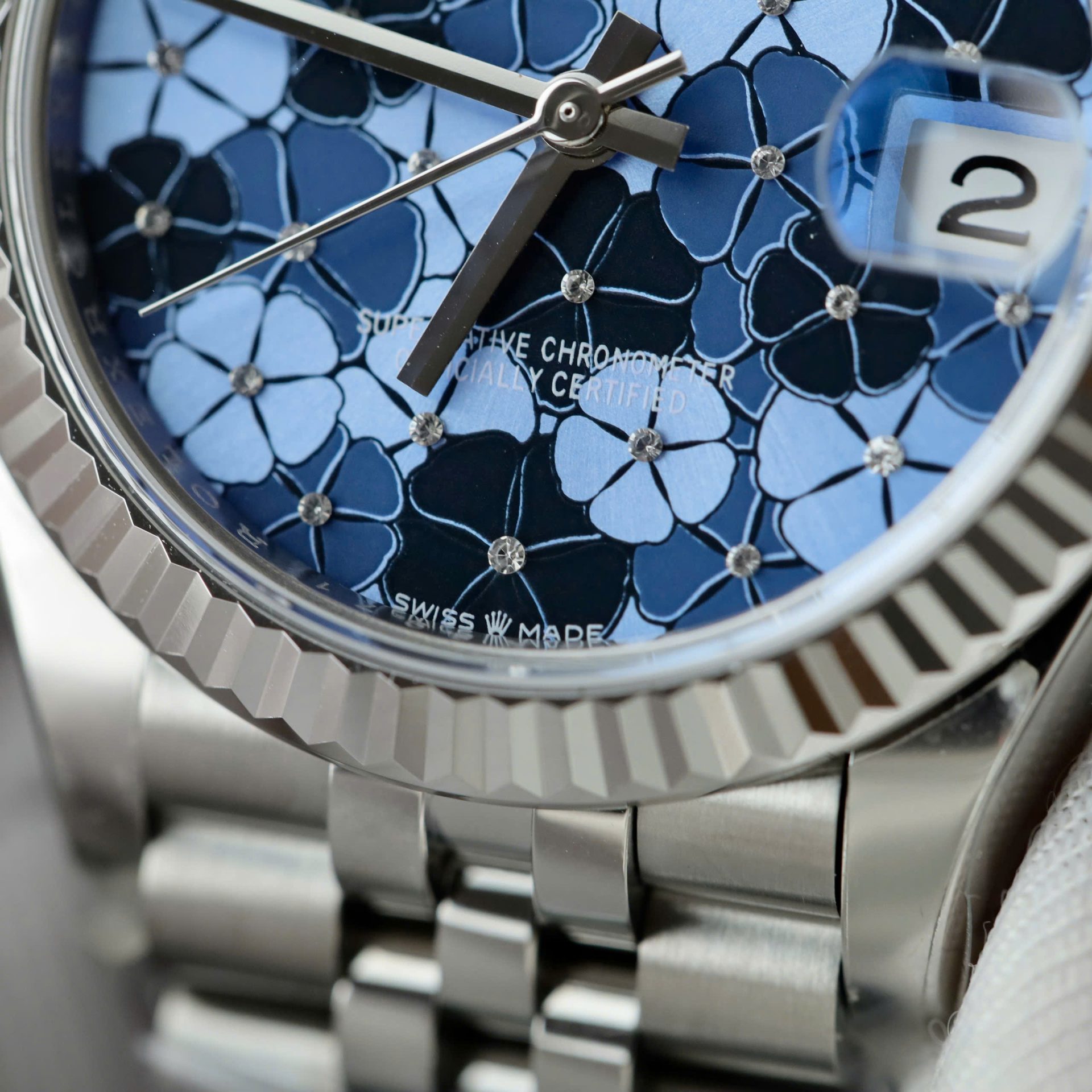 Rolex DateJust Replica Watch Women Blue Flower Dial THB Factory 31mm