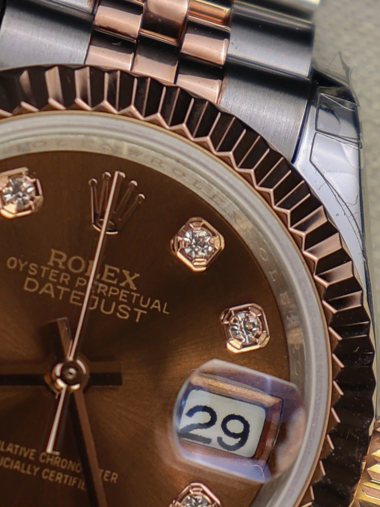 Rolex DateJust Lady Replica Watch Custom Gold Wrapped Chocolate Dial GM Factory 28mm