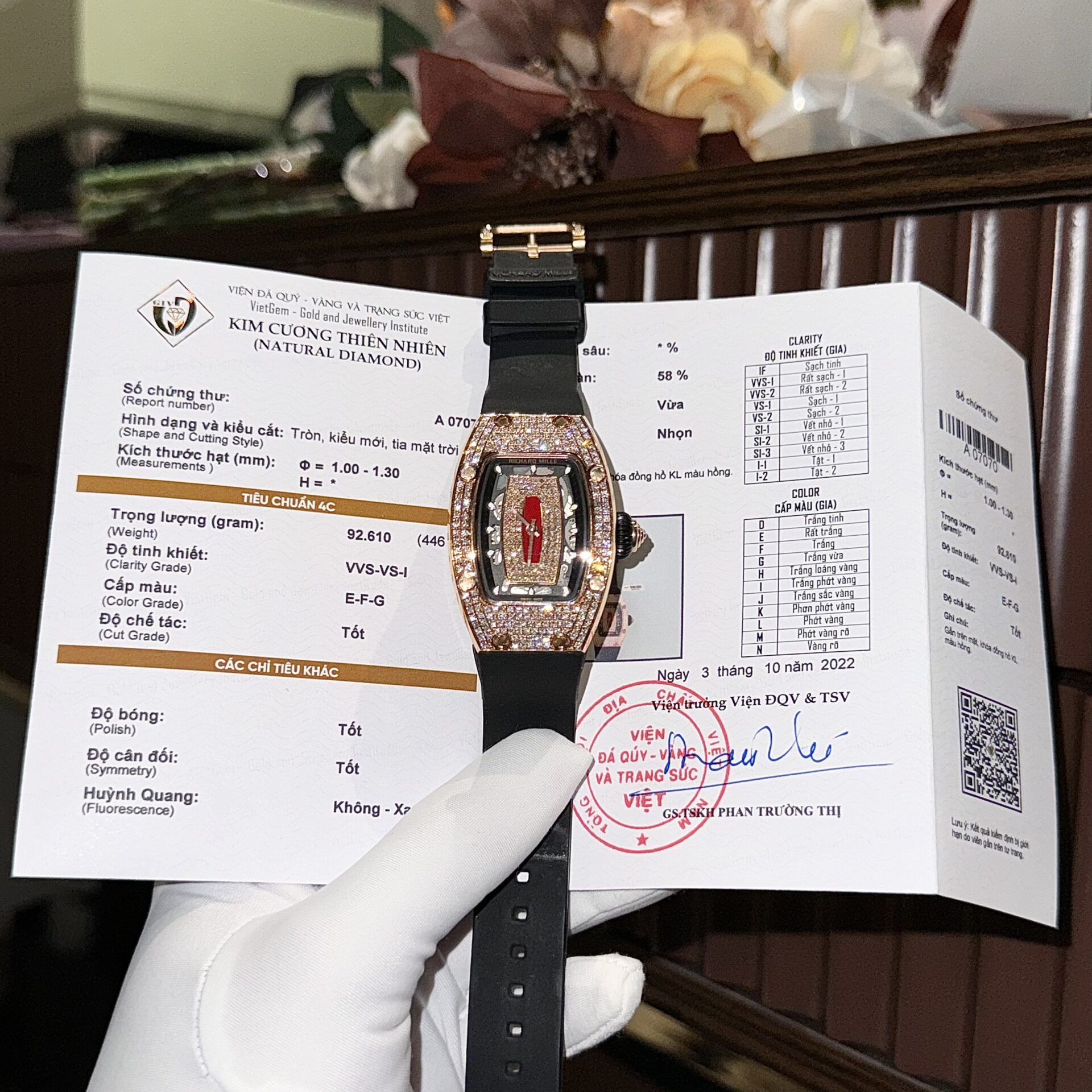 Richard Mille RM007 Replica Watch Rose Gold Wrapped With Full Natural Diamond 36mm