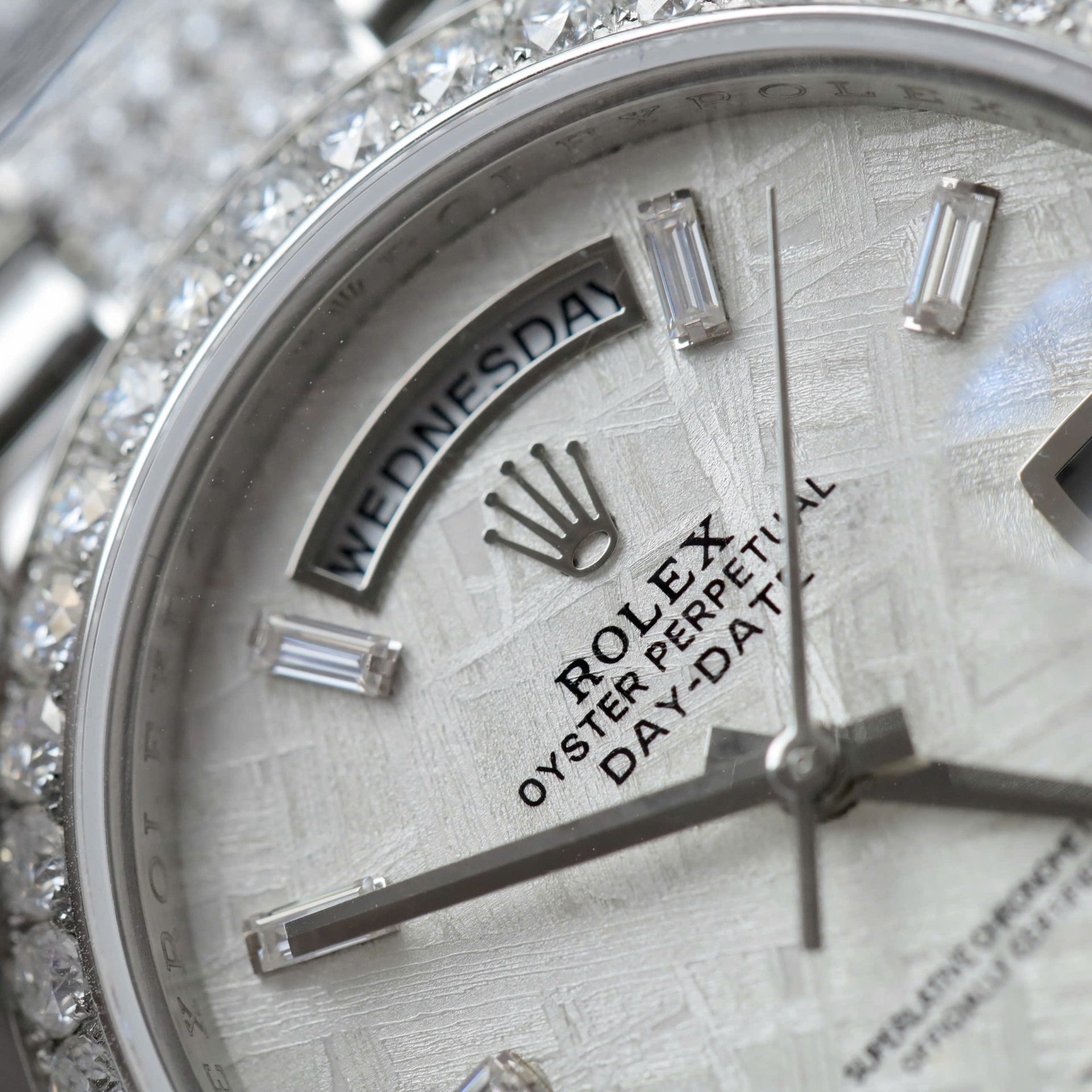 Rolex Day-Date Best Replica Watch Meteorite Dial Moissanite Diamonds Custom 40mm