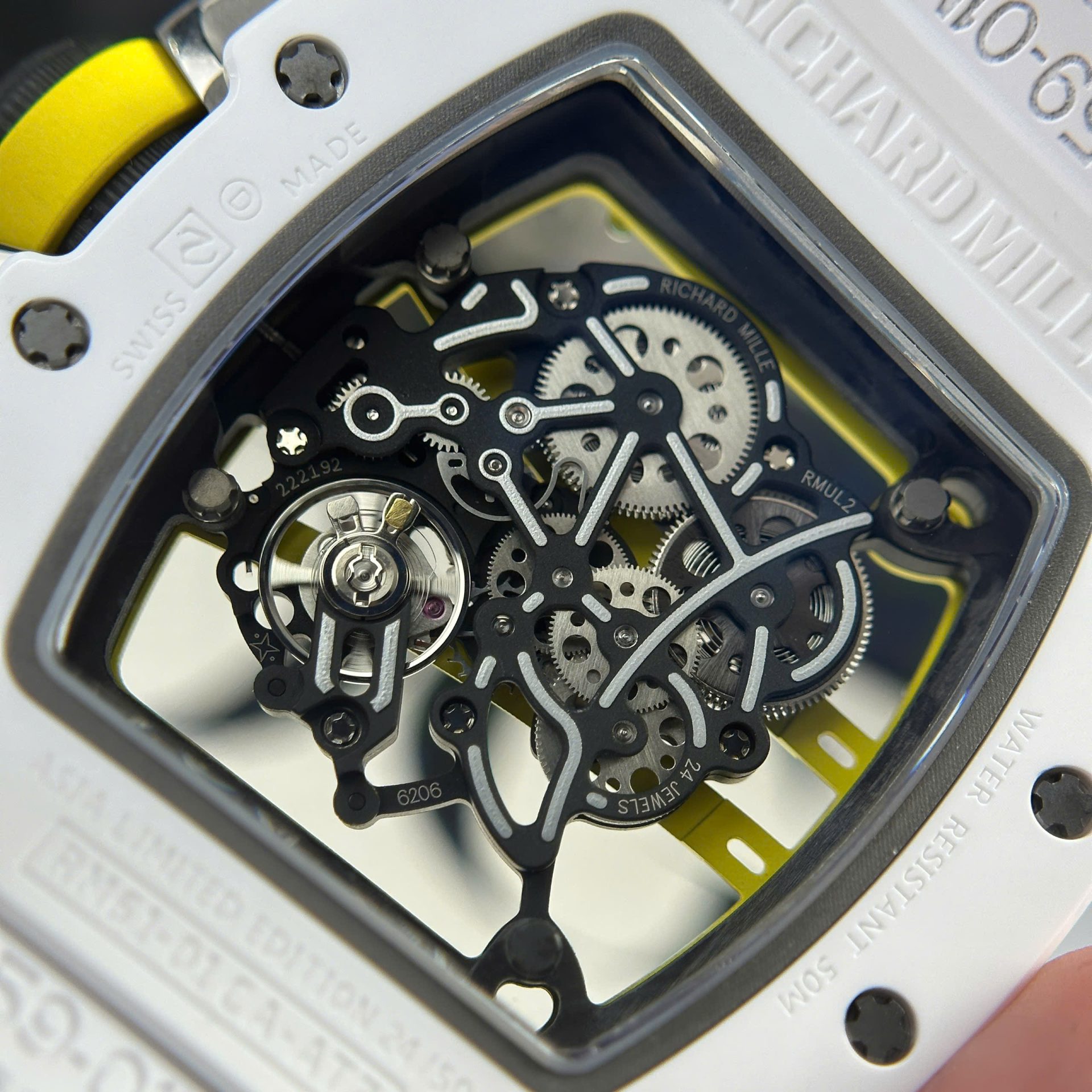 Richard Mille Best Copies Watch RM61-01 Manual Winding Yohan Blake Ceramic White ZF 42.7 50.23mm