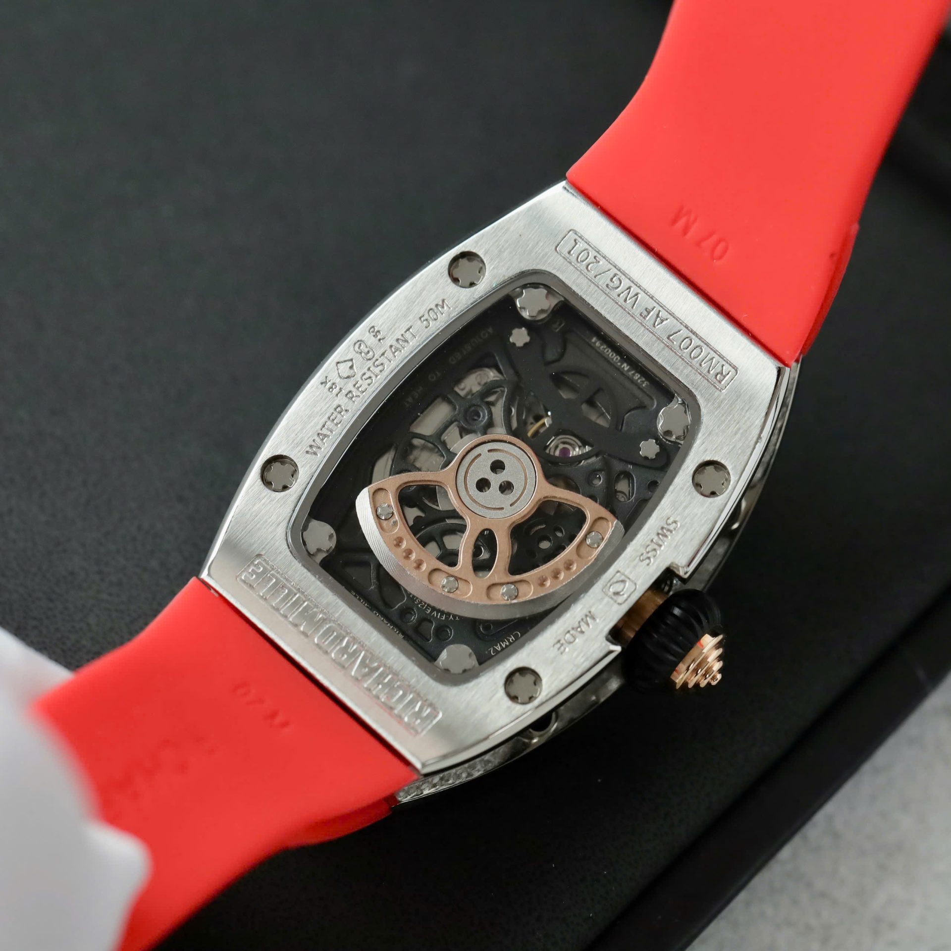 Richard Mille RM007 Red Replica Watch Diamond Moissanite Hong Kong Custom 36mm