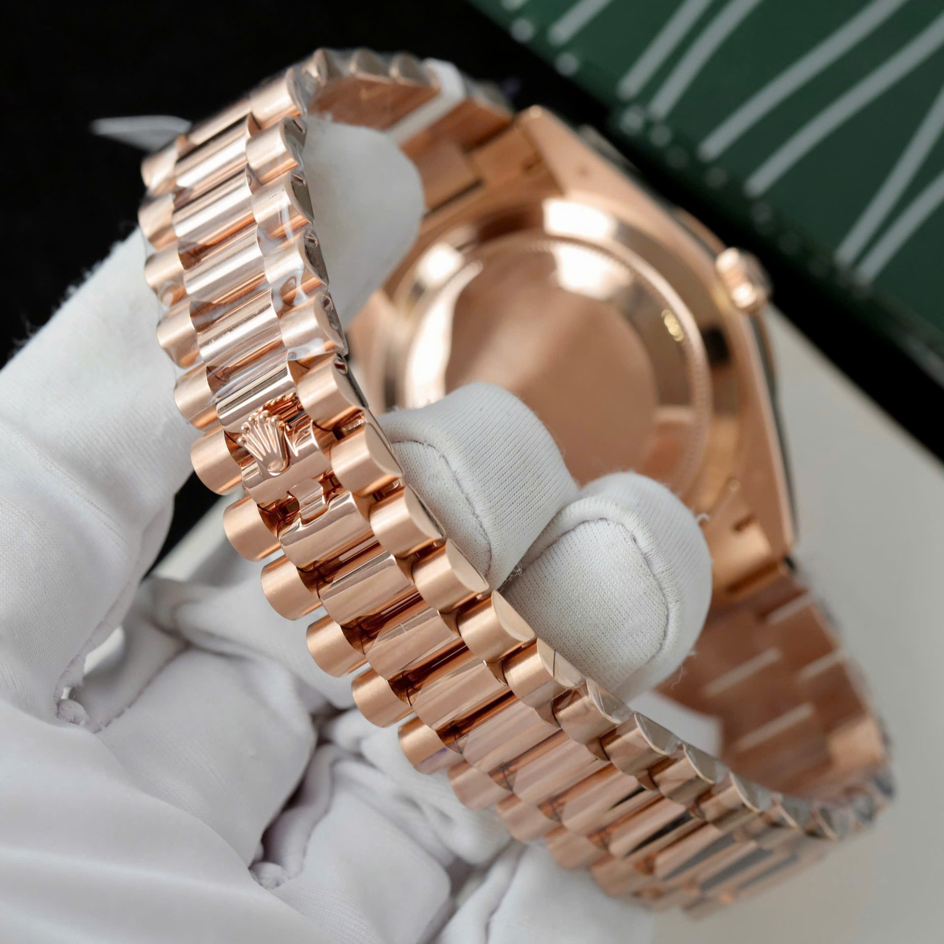 Rolex Day-Date Custom Rose Gold Wrapped + Dial Moissanite Diamonds 40mm