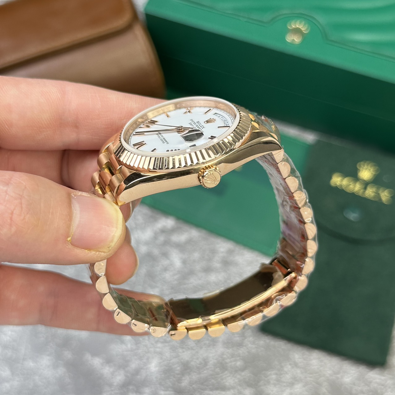 Rolex Replica Watch Day-Date 228235 Rose Gold White Dial V2 GM Factory 40mm
