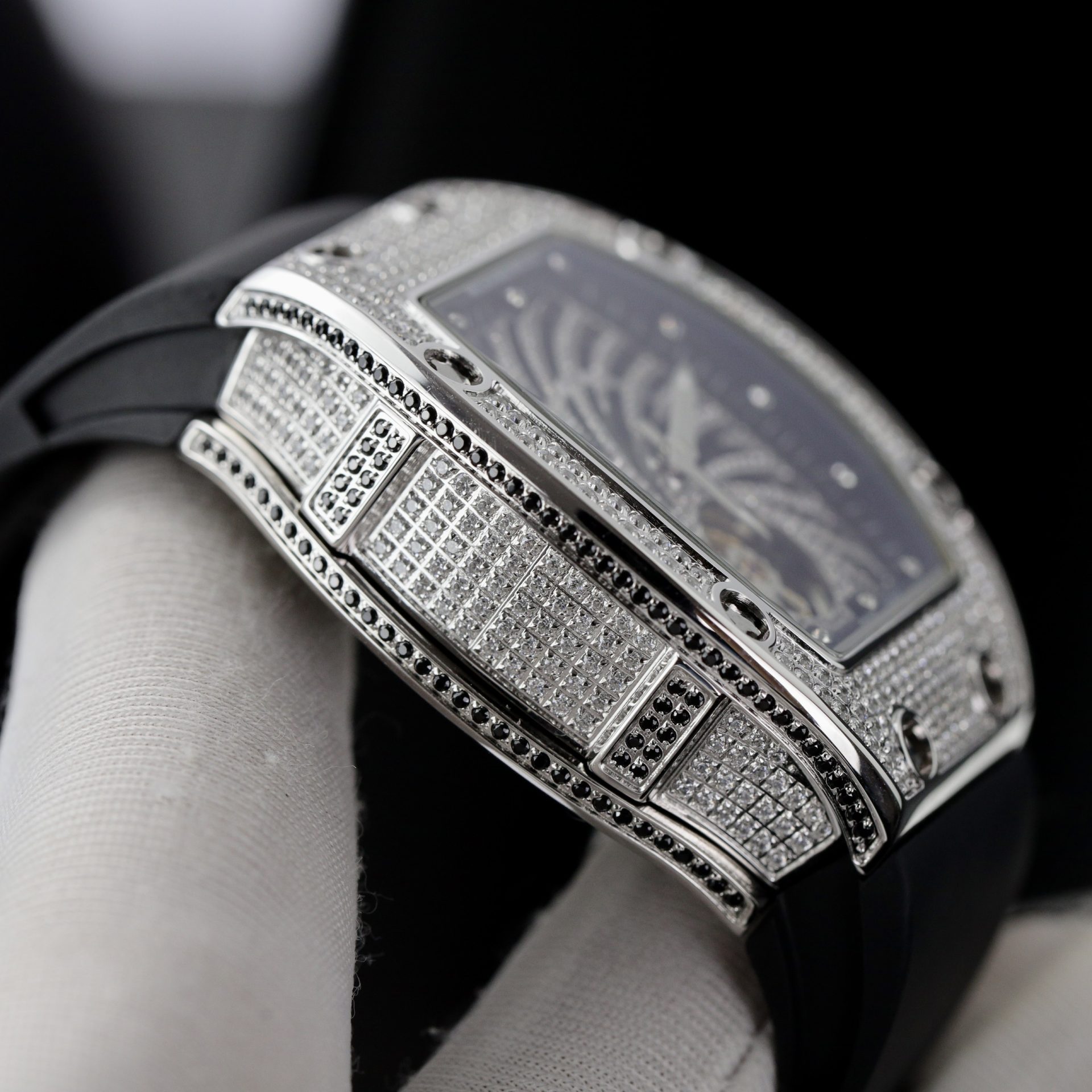 Richard Mille Replica Watch RM51-02 Rhinestone Rubber Strap 40mm