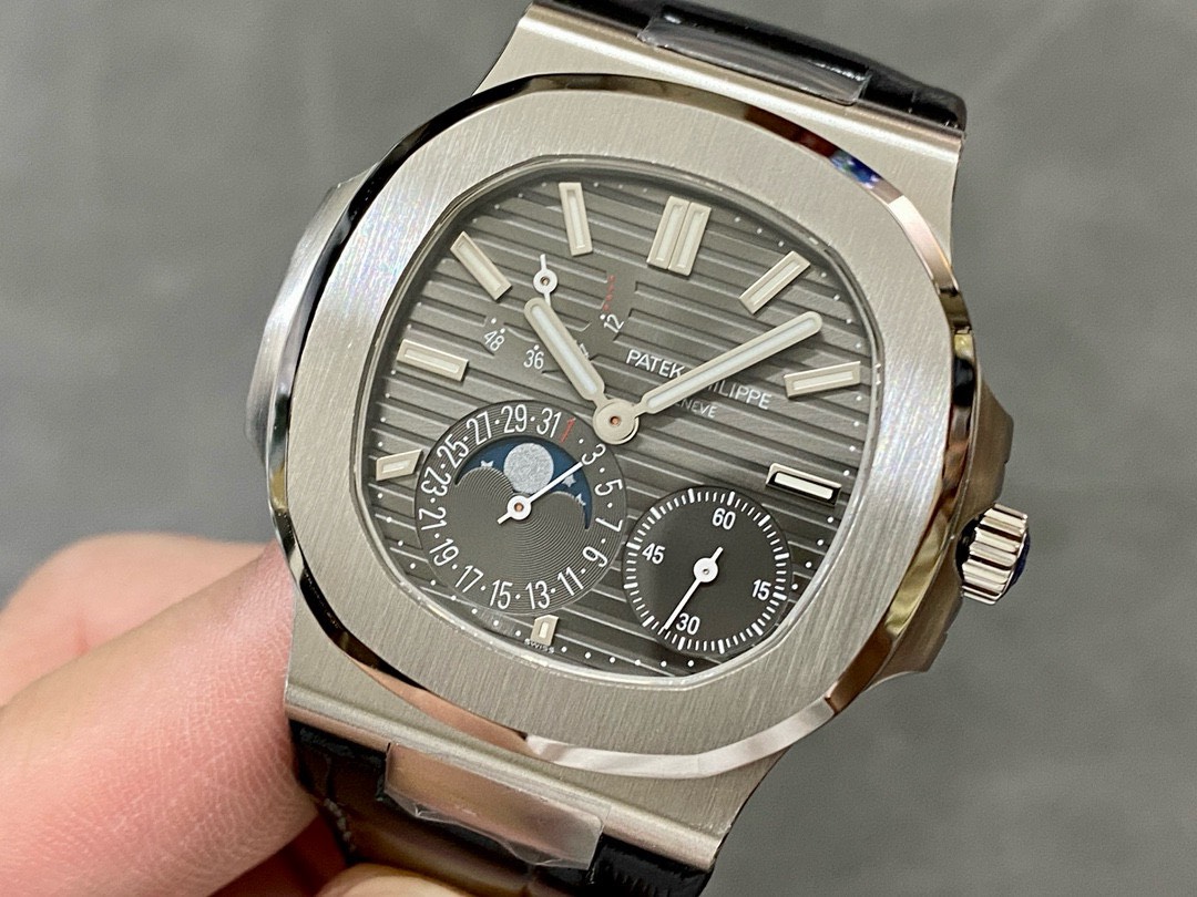 Patek Philippe Best Replica Watch Nautilus 5712 Gray Dial Leather Strap PPF 40mm