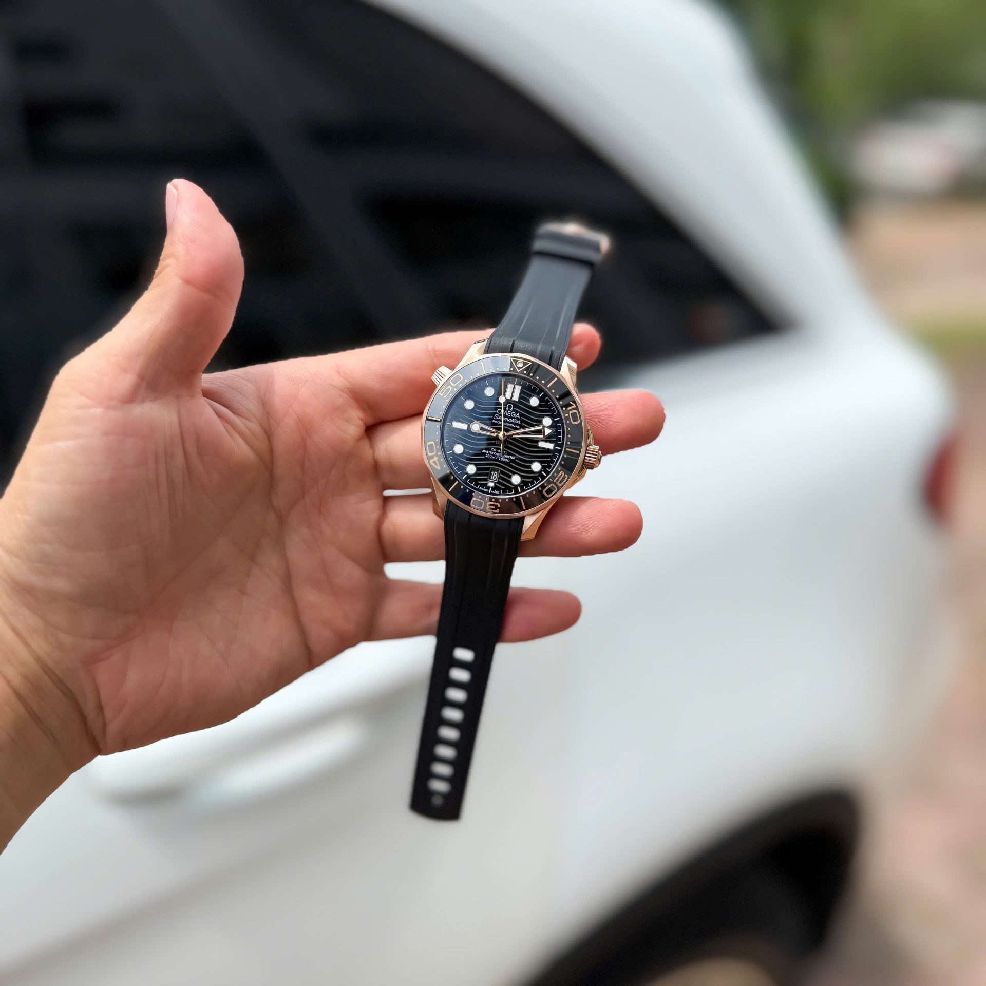 Omega Seamaster Diver 300M Sedna Rose Gold Copies Watches Black Dial 42mm