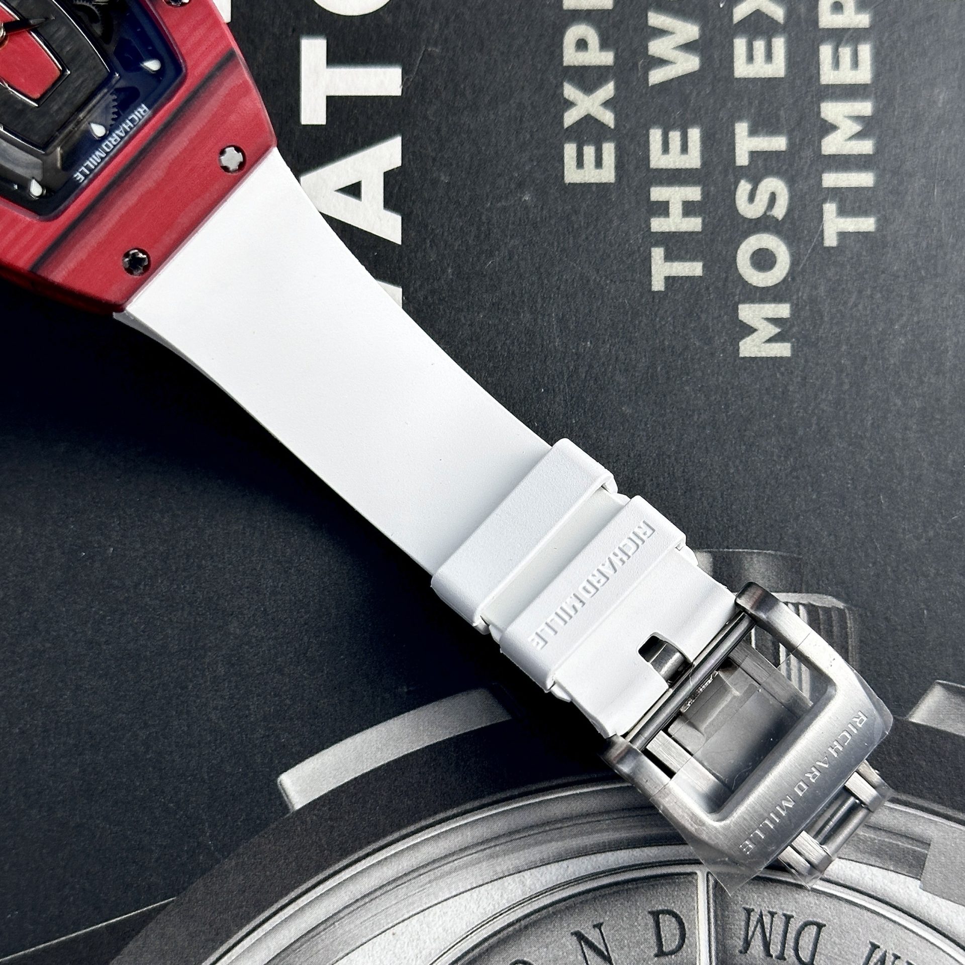 Richard Mille Best Replica Watch RM07-01 Red Carbon Rubber Strap 32x46mm