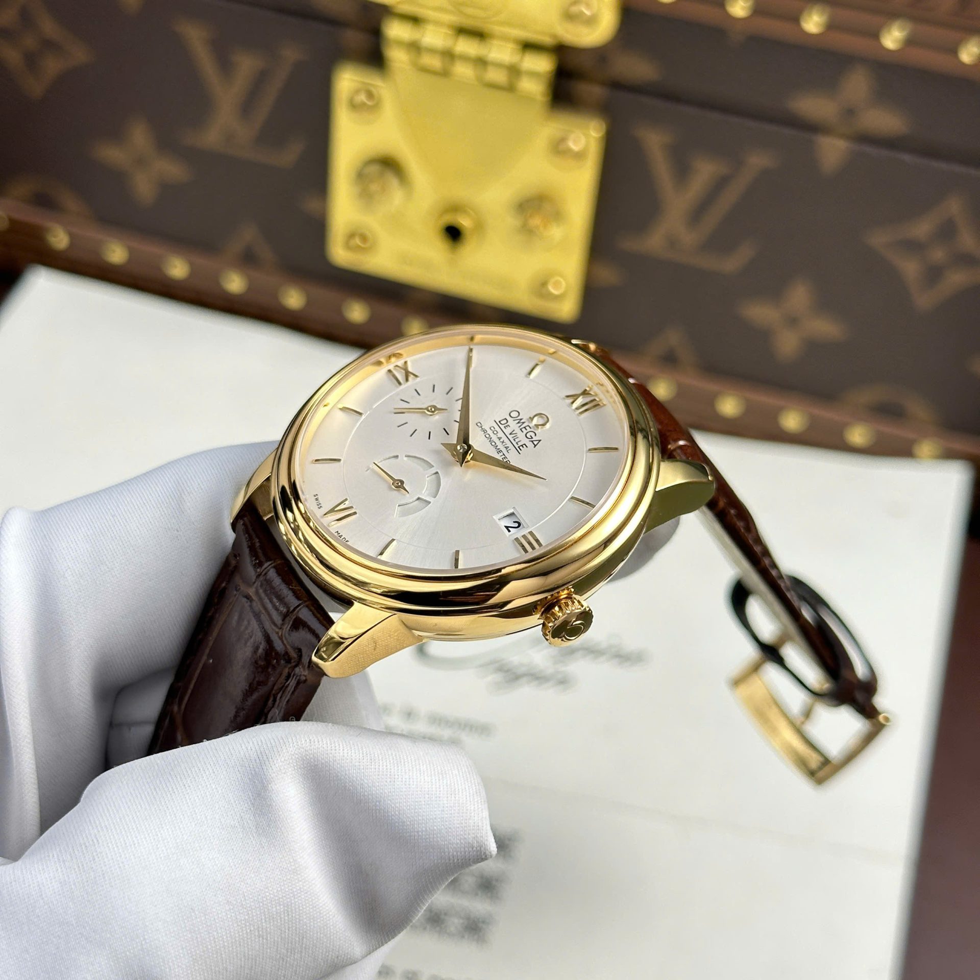 Omega De Ville Prestige Power Reserve Replica 11 Watch Leather Strap 39.5mm