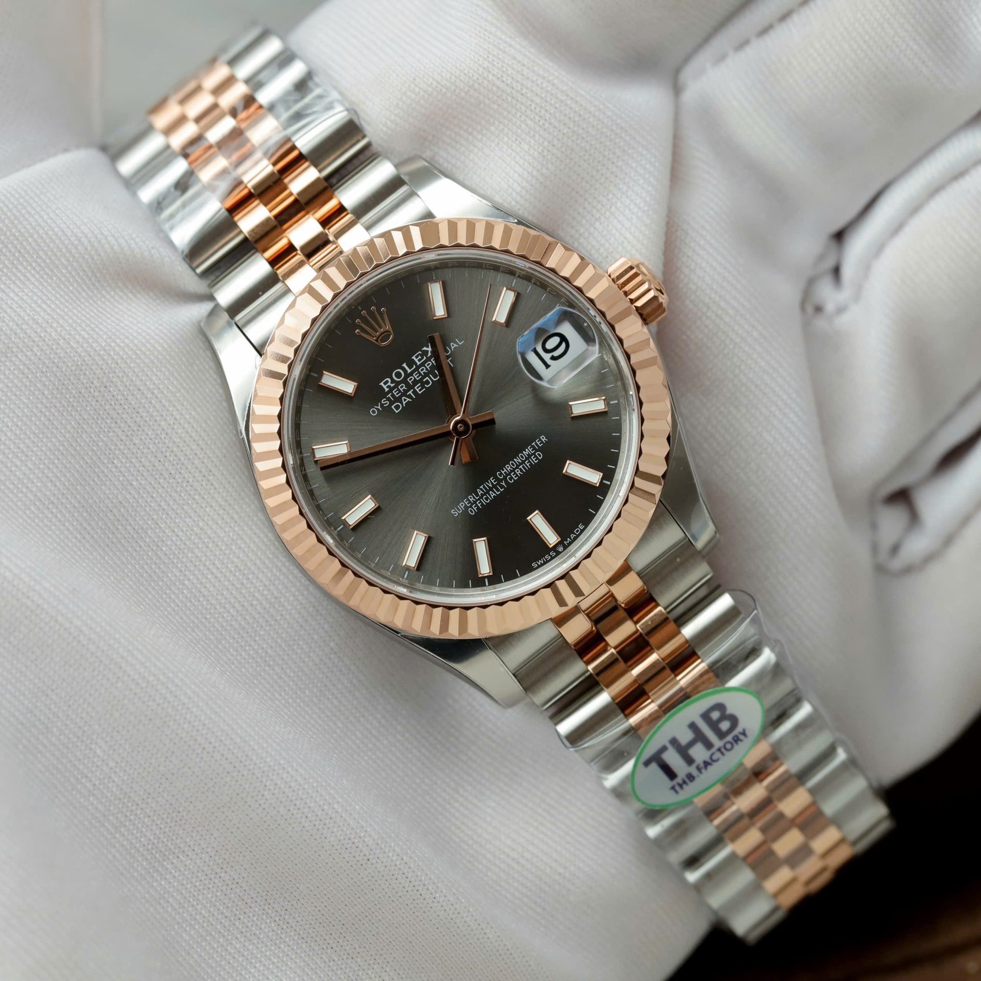 Rolex DateJust Imitation Luxury Watches Gray Dial Jubilee Strap THB Factory 31mm