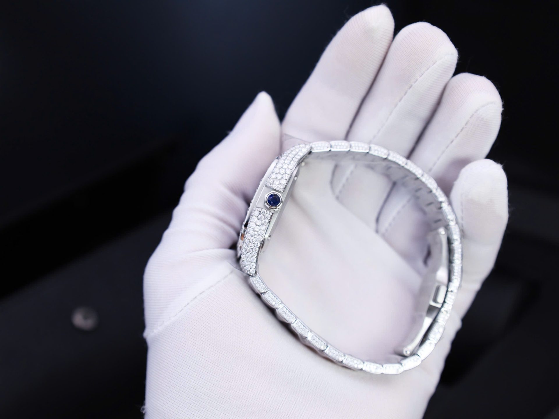 Cartier Santos Custom With Full Diamond Moissanite Hong Kong 35mm