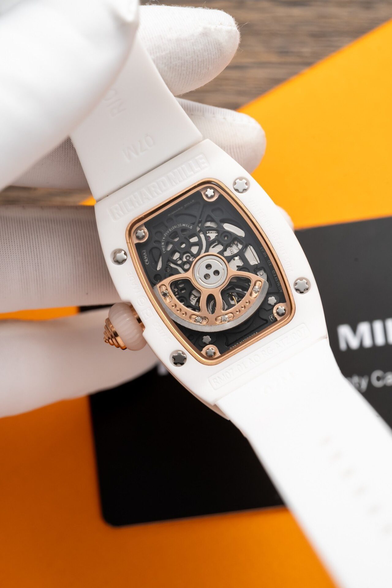 Richard Mille RM07-01 Replica Watch With Diamonds White Ceramic Case 36mm