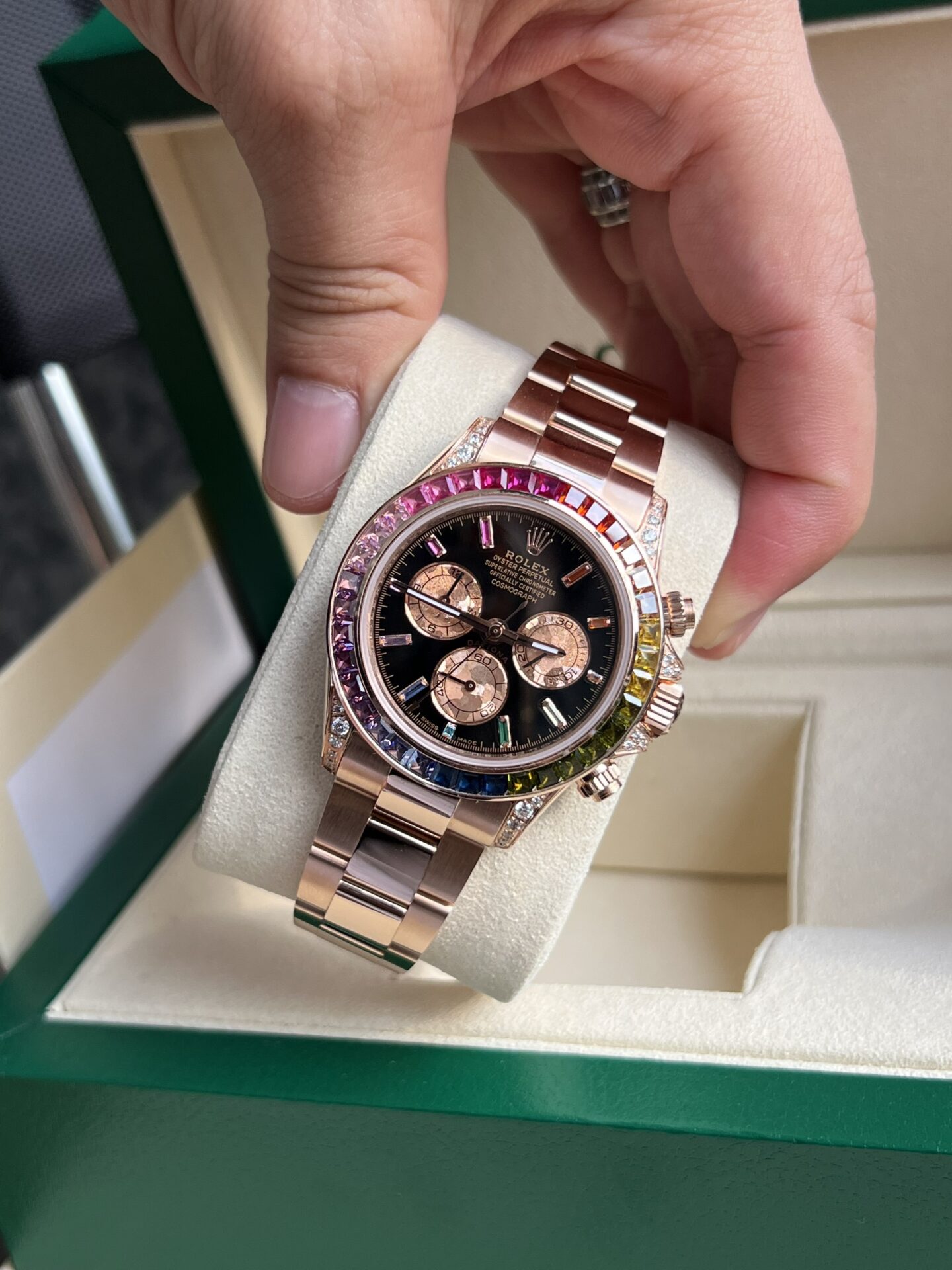 Rolex Daytona Rainbow Replica Watch Gold Wrapped Moissanite TW 40mm