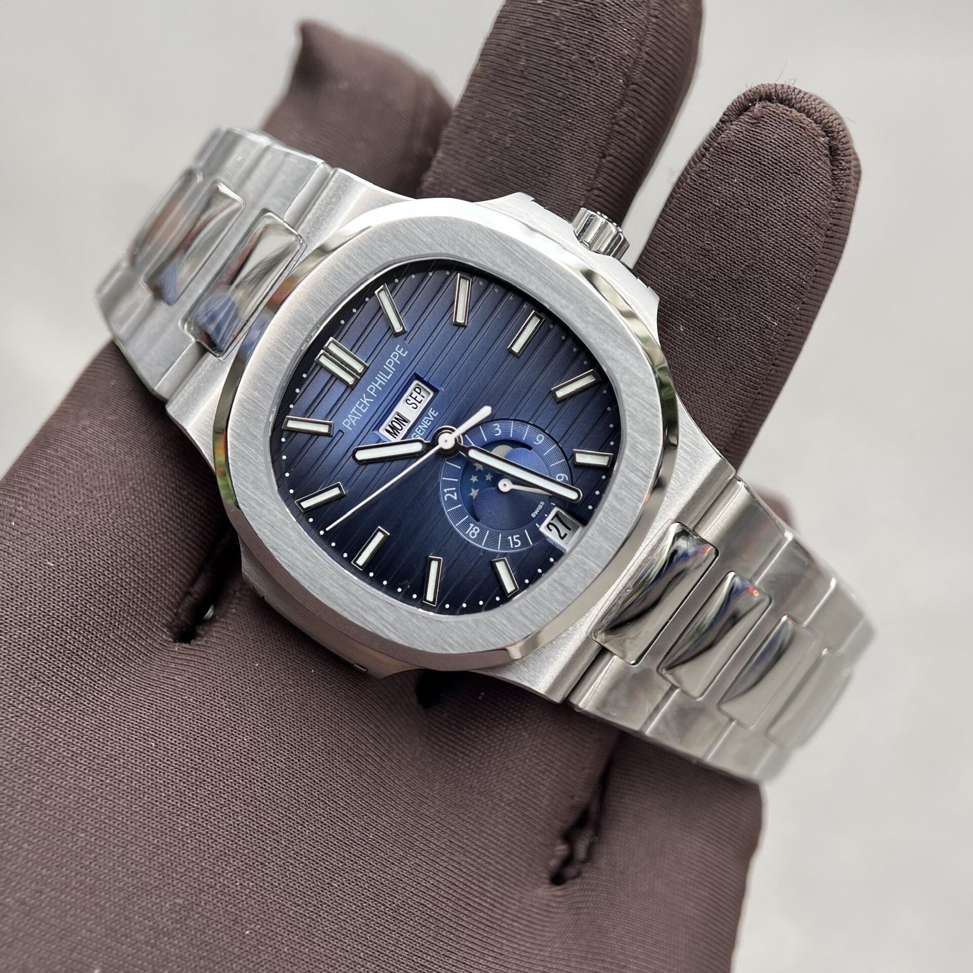 Patek Philippe 5726G Replica Watch Steel Strap Blue Dial 40.5mm