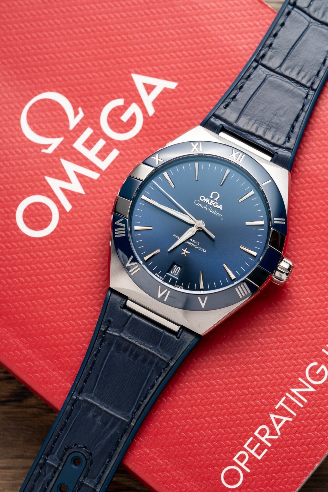 Omega Constellation Replica 11 Watch Blue Dial Leather Strap 41mm