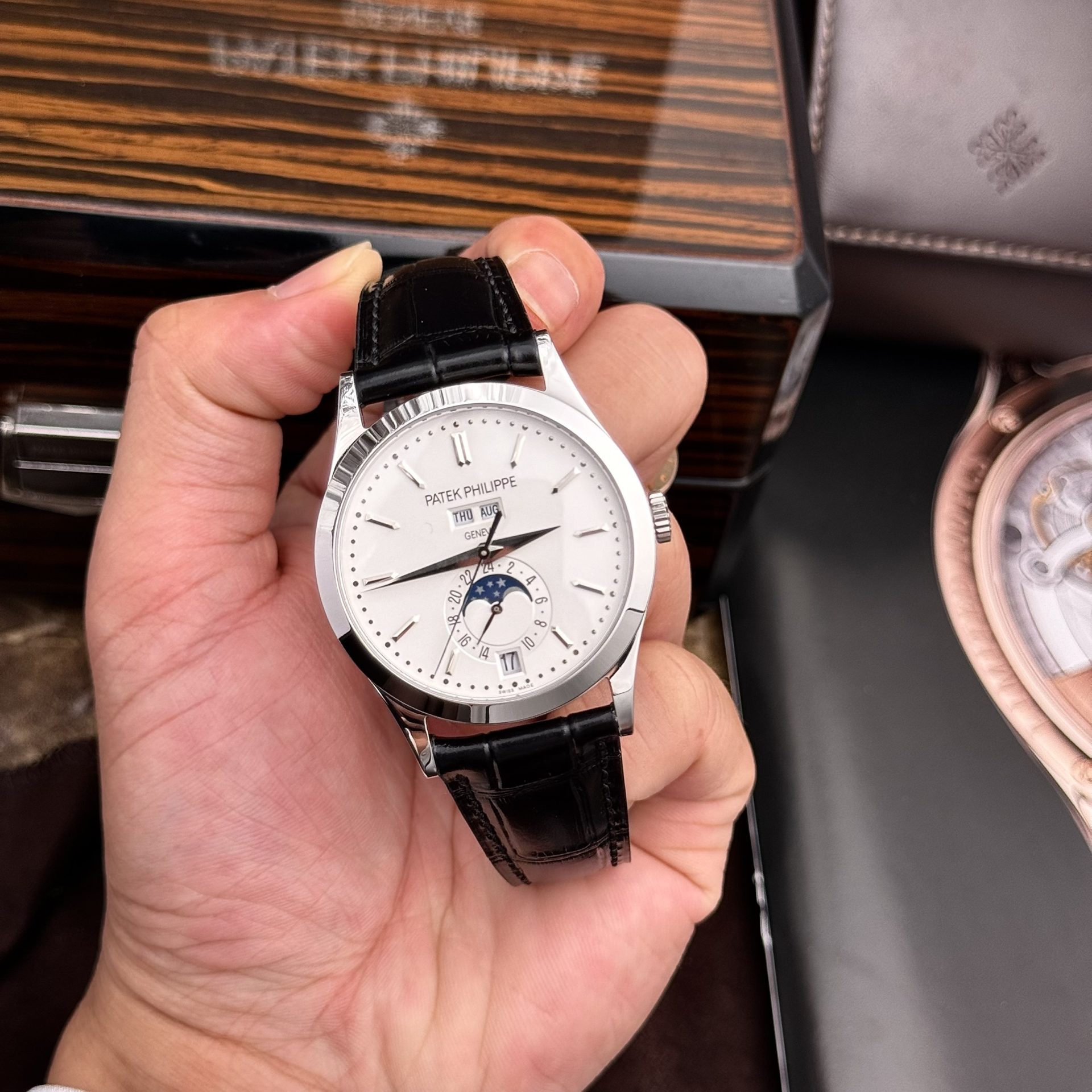Patek Philippe Replica Watch Complications 5396G White Dial Leather Strap 38.5mm