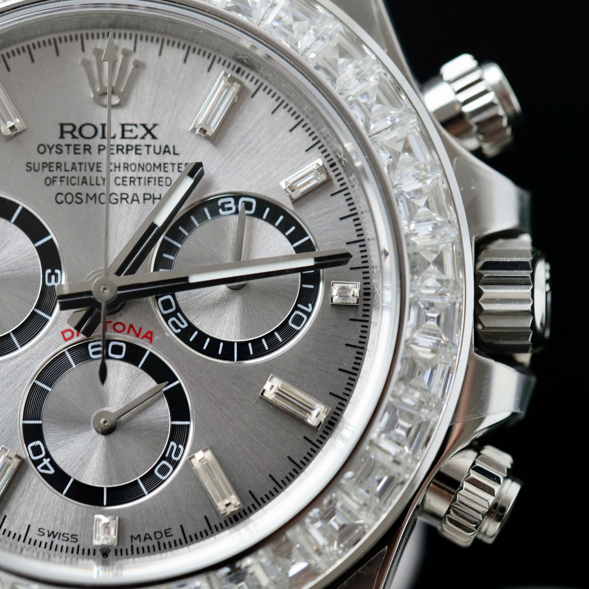 Rolex Daytona 126500 Copies Watch Diamonds Moissanite Custom 40mm