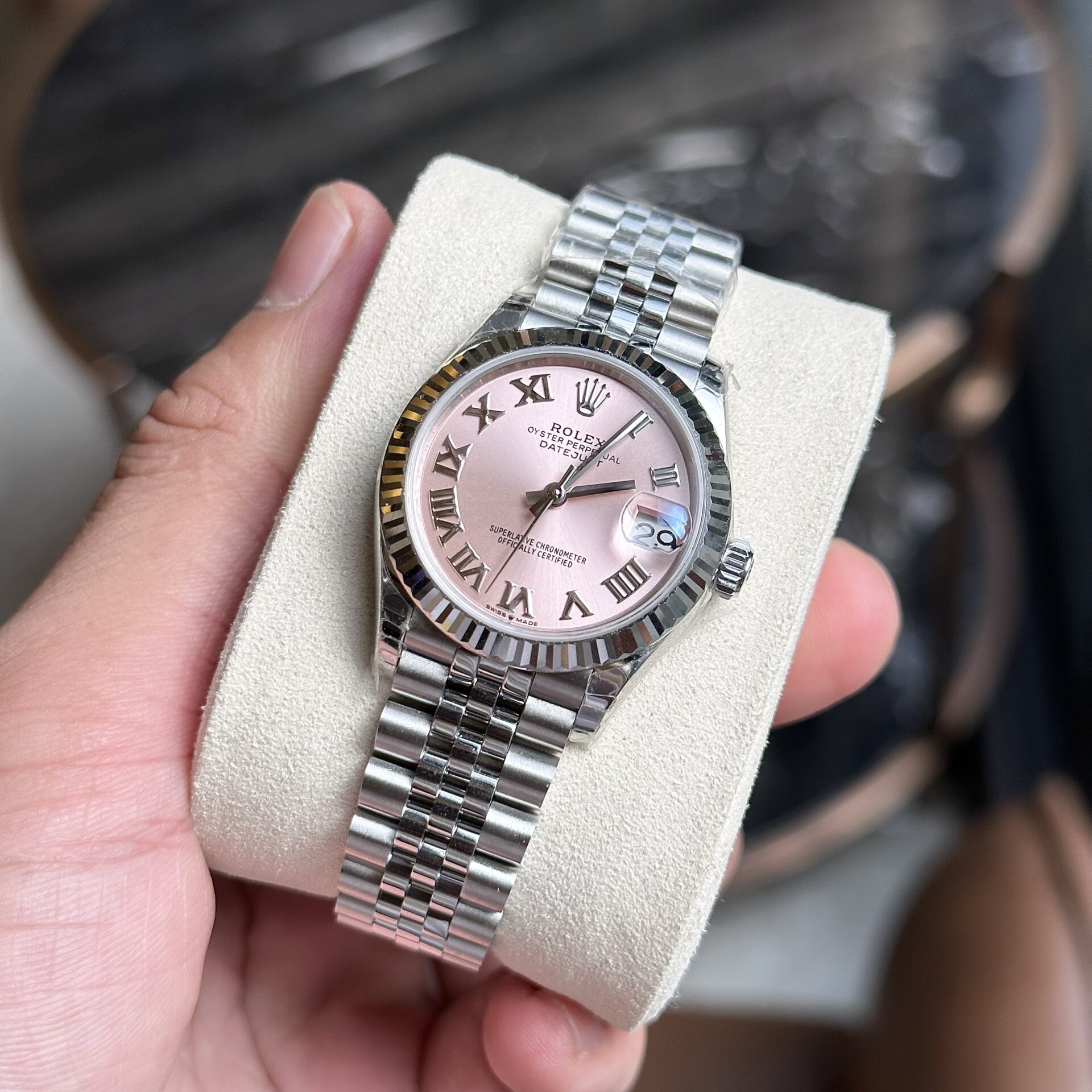 Rolex DateJust Pink Dial Replica Women s Watch Roman Numerals EW 31mm