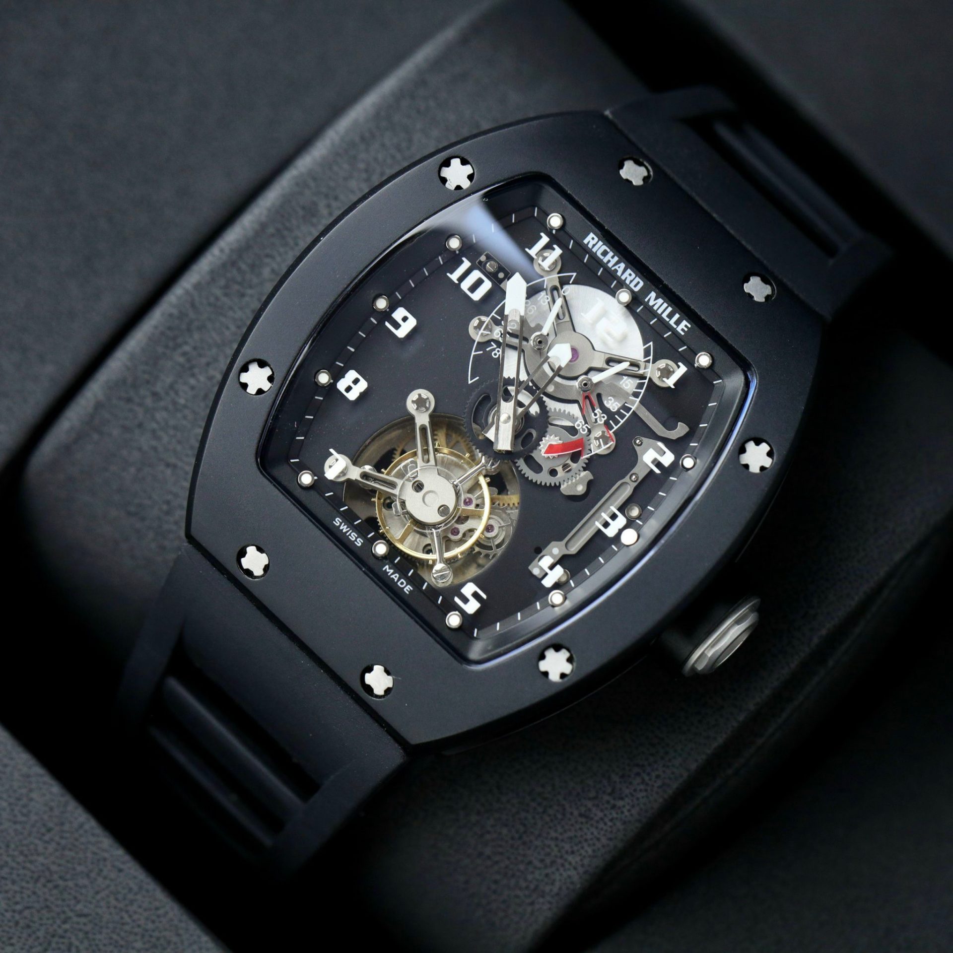 Richard Mille Replica Watch RM001 Tourbillon Black Ceramic 42mm