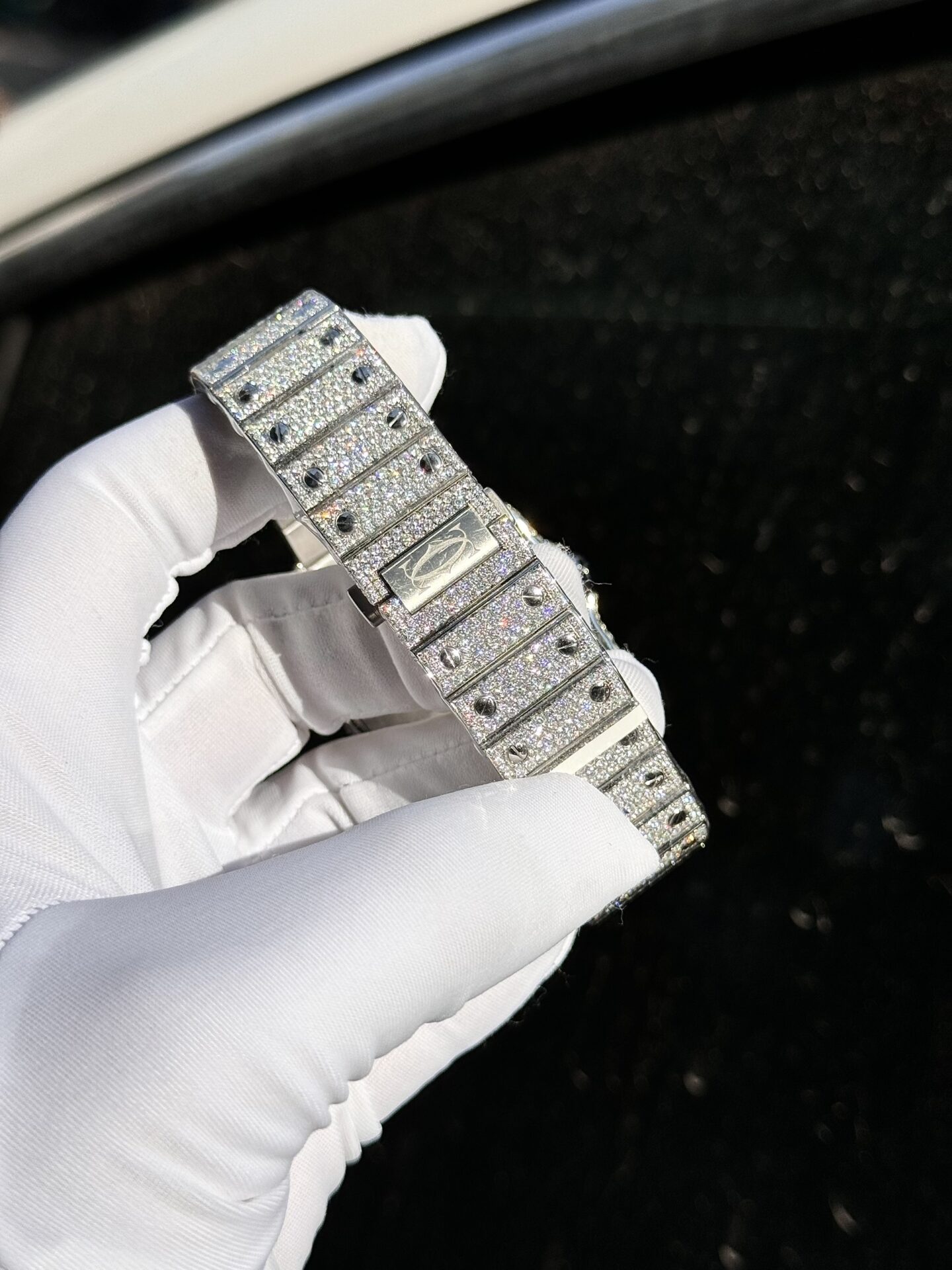 Cartier Santos Replica Watch Full Diamond Moissanite Hong Kong 39.8mm