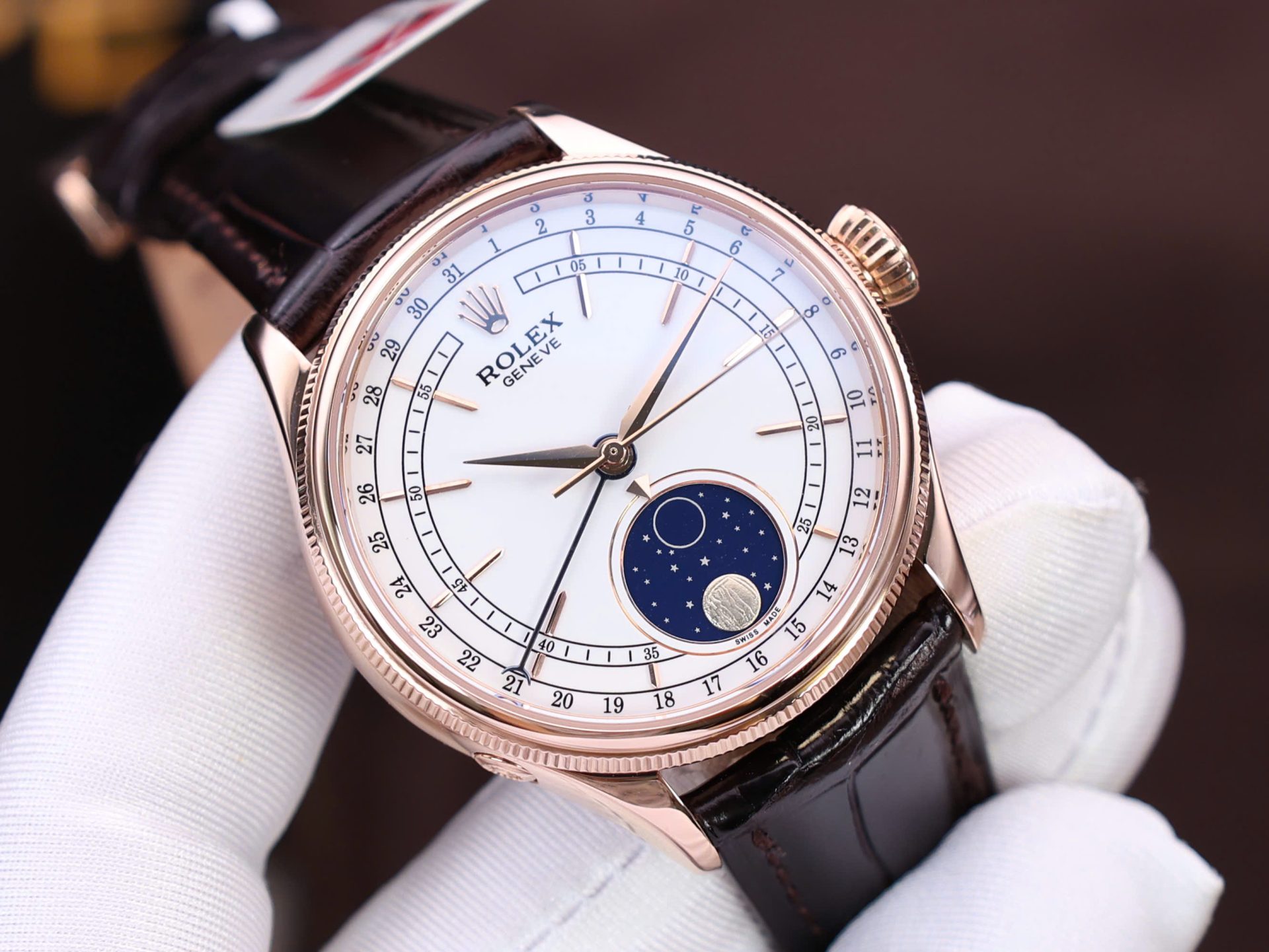 Rolex Cellini Moonphase Replica Watch Gold Wrapped KZ Factory 39mm