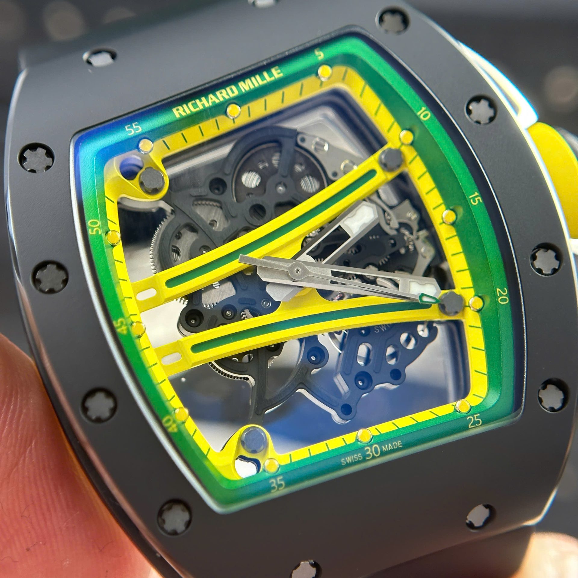 Richard Mille Copies Watch RM61-01 Manual Winding Yohan Blake Ceramic Black ZF 42.7×50.23mm