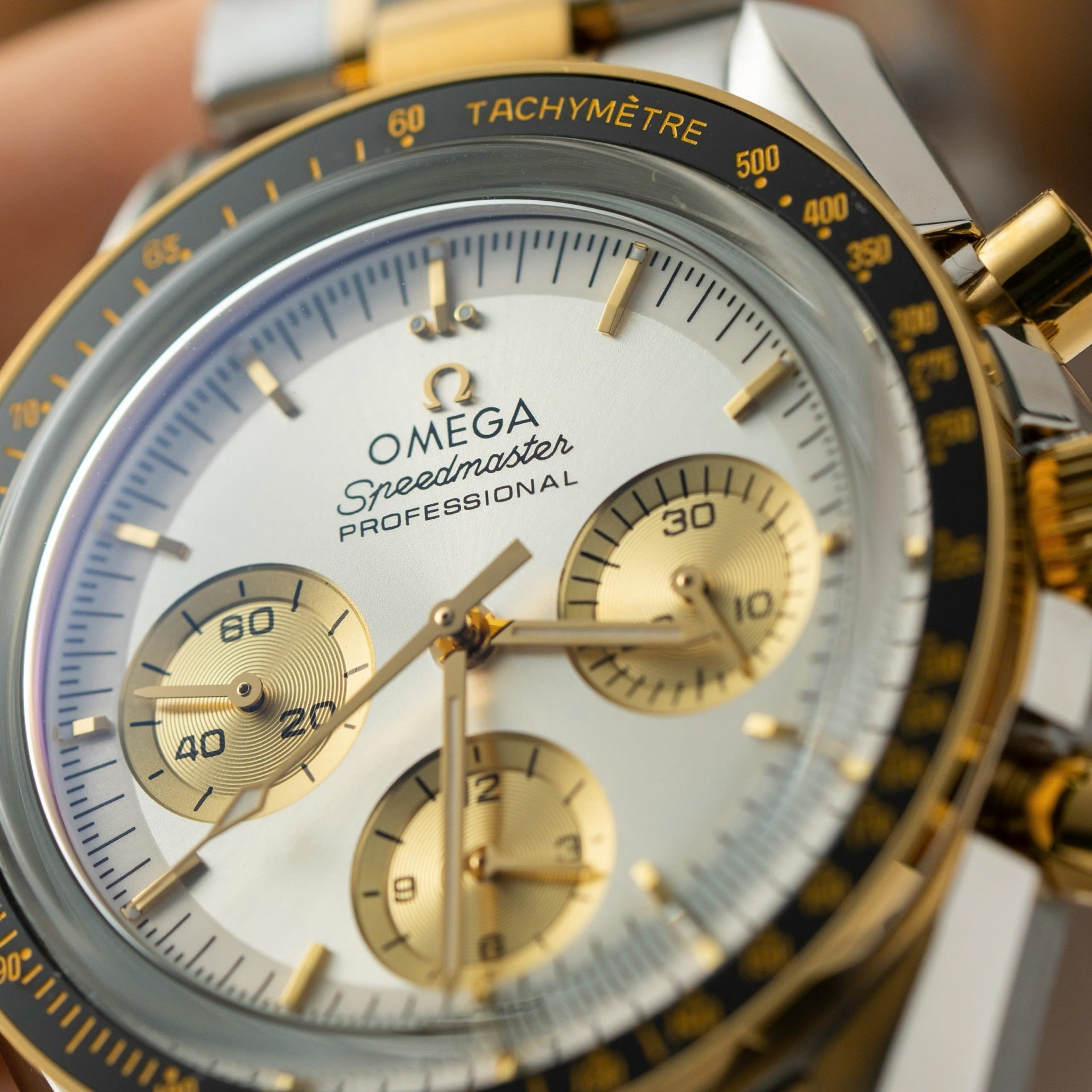 Omega SpeedMaster MoonWatch Chronogarph Demi Gold Replica Watch 42mm