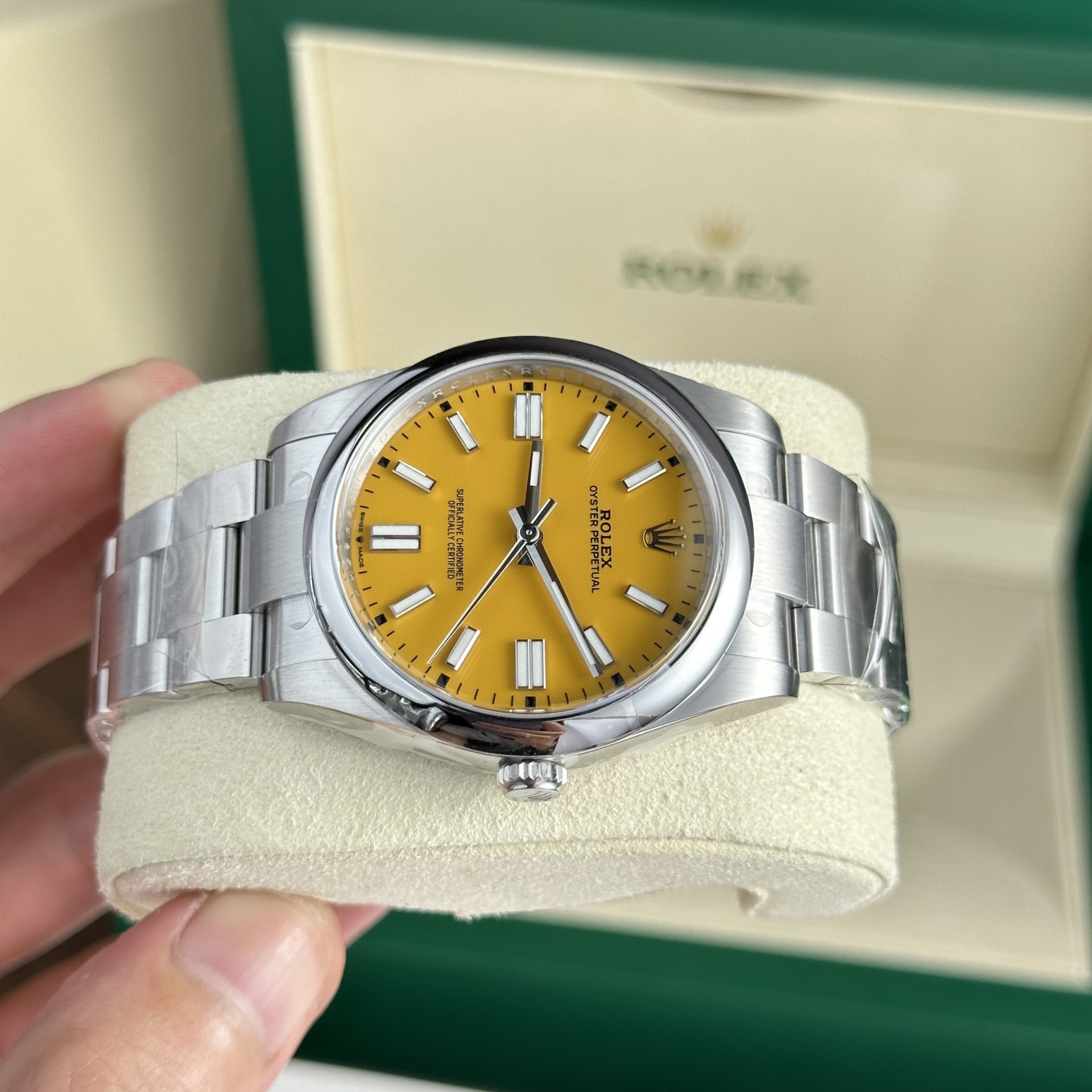 Rolex Clone Watch Oyster Perpetual 124300 Yellow Dial Clean Factory 41mm