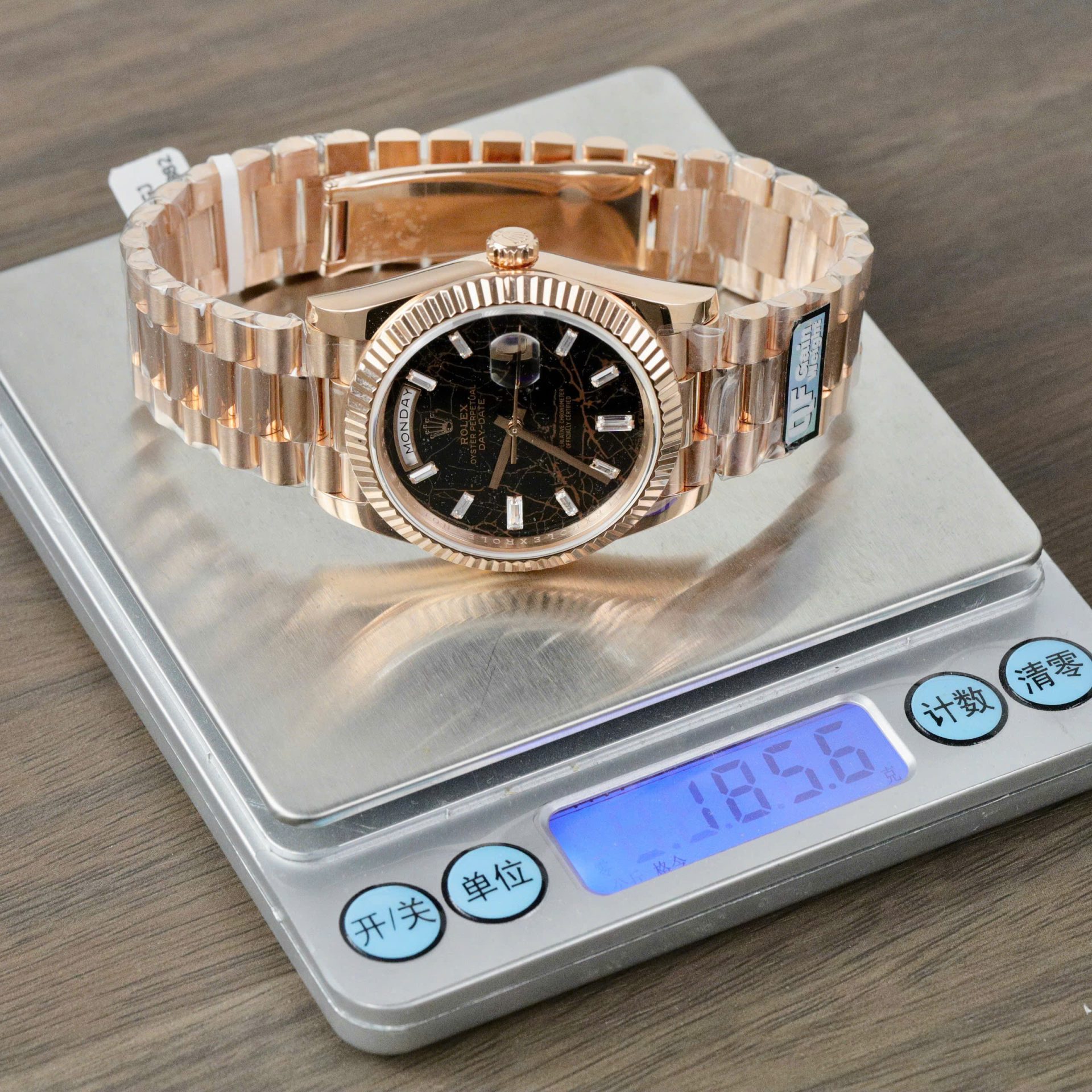 Rolex Day-Date Eisenkiesel Dial Copies Watch 18K Gold Wrapped Custom QF 36mm