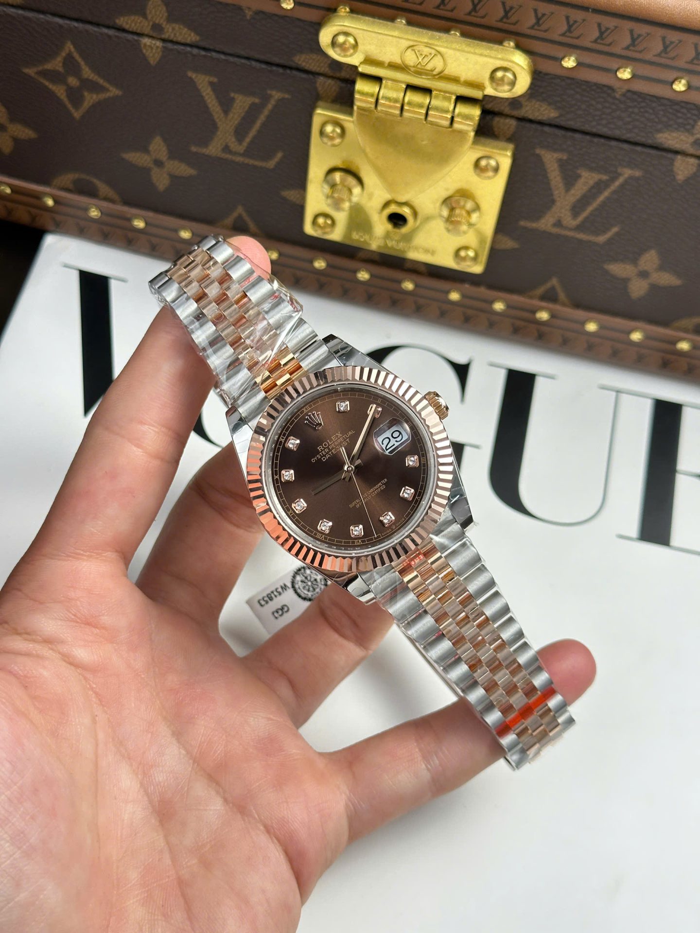 Rolex Replica Watch DateJust Chocolate Dial Gold Wrapped GM Factory 41mm