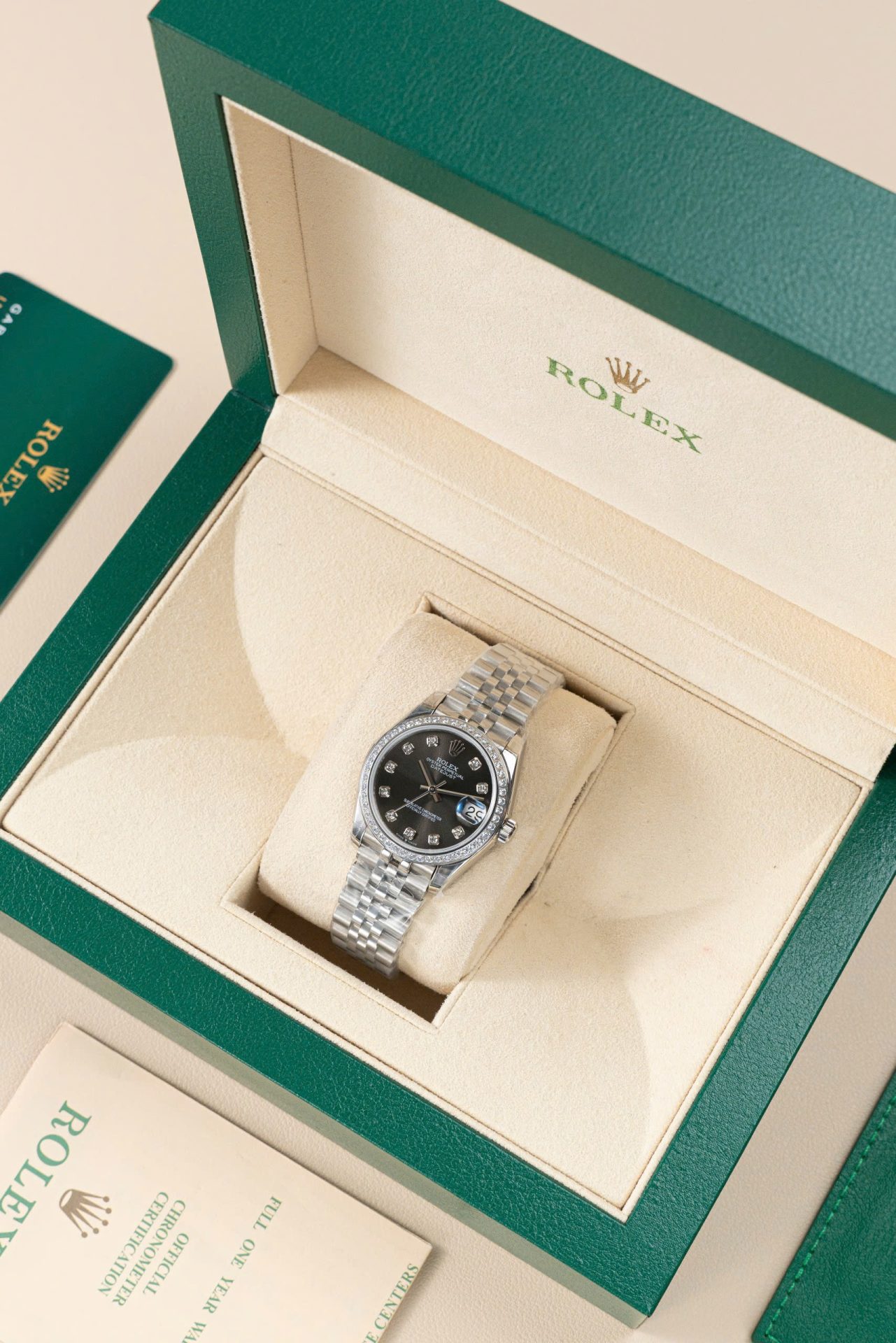 Rolex DateJust Lady Clone Watch Gray Dial Jubilee Strap 31mm