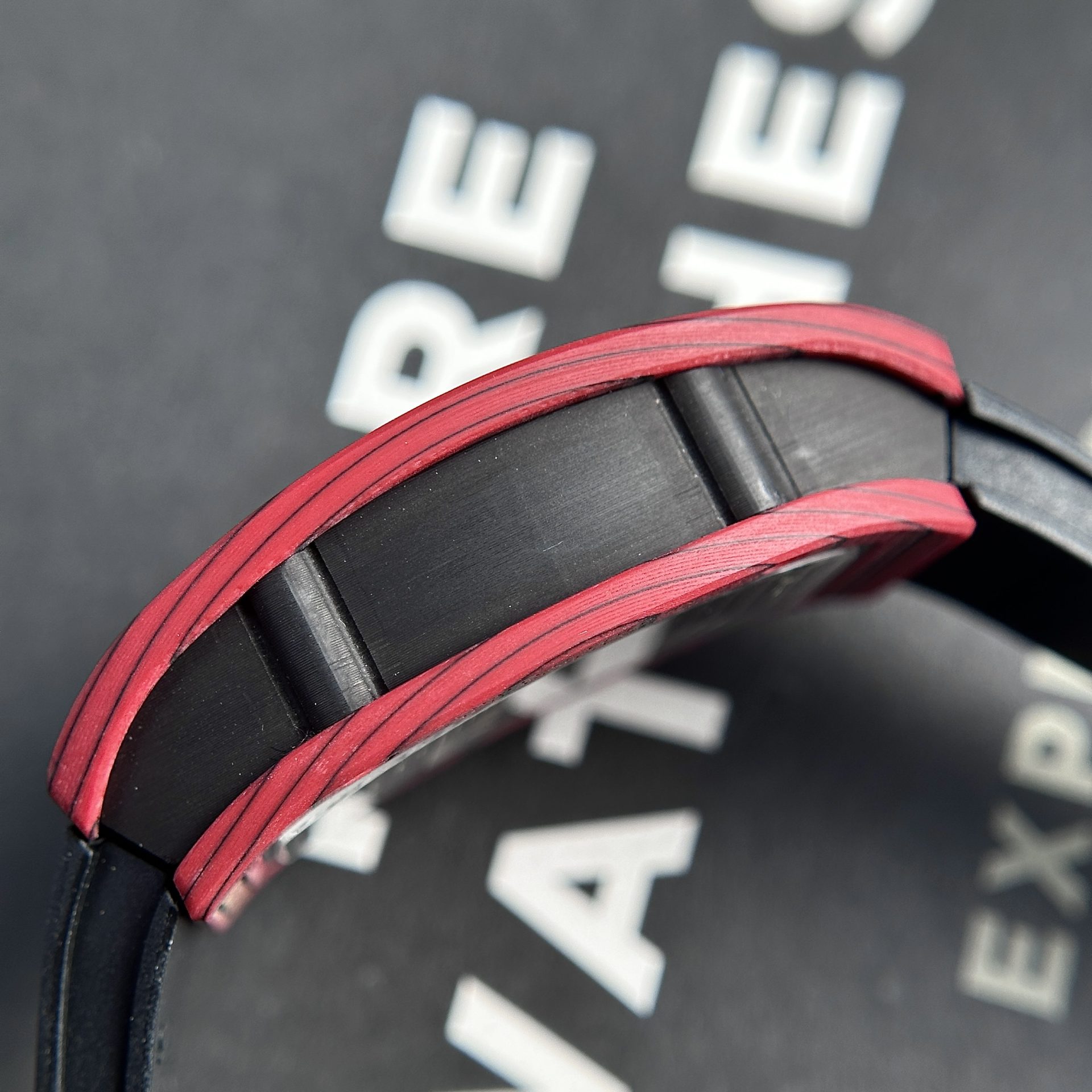 Richard Mille Replica Watches RM07-01 Red Carbon Rubber Strap 32x46mm