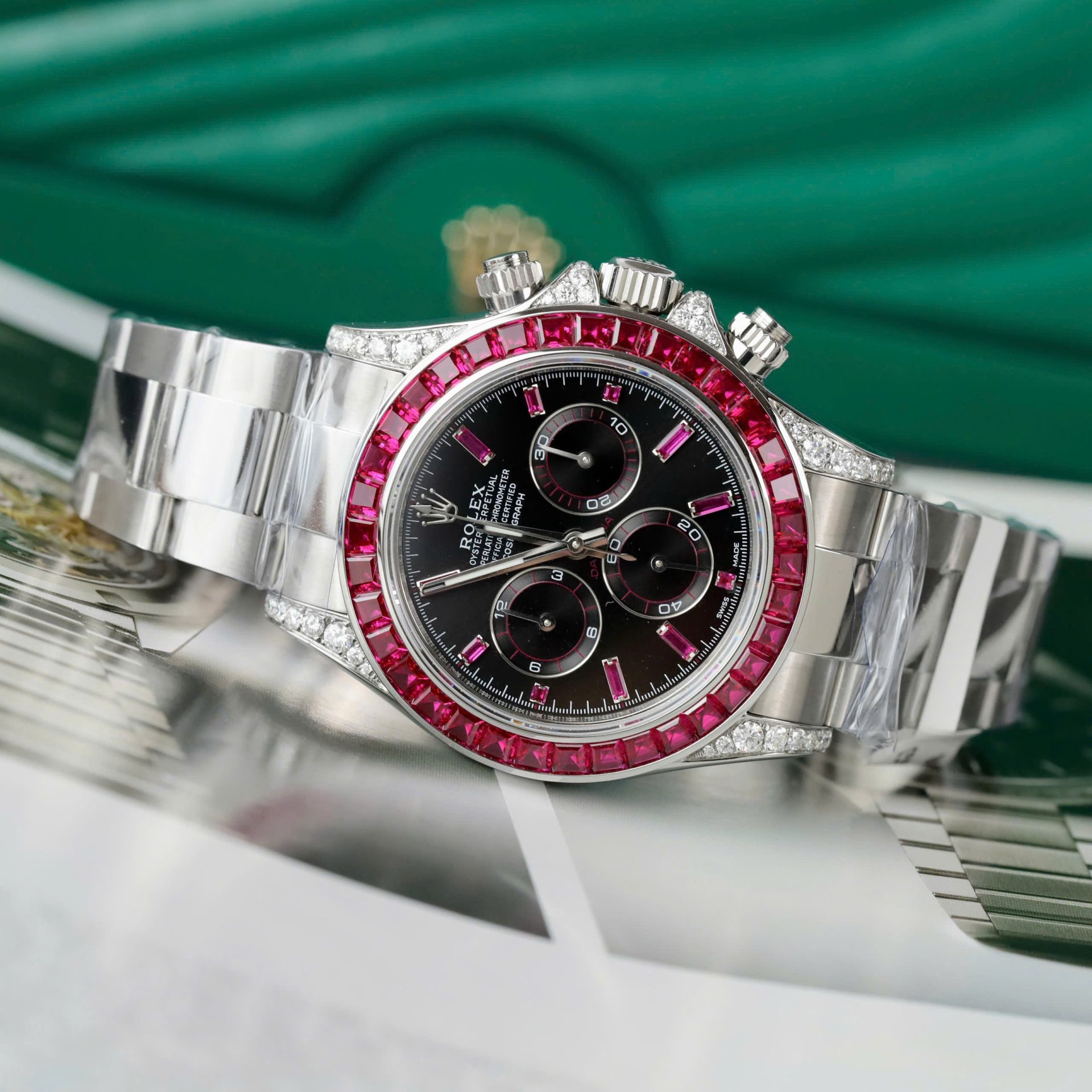Rolex Best Replica Watch Daytona 126599TRU Custom Ruby Red Baguette 40mm