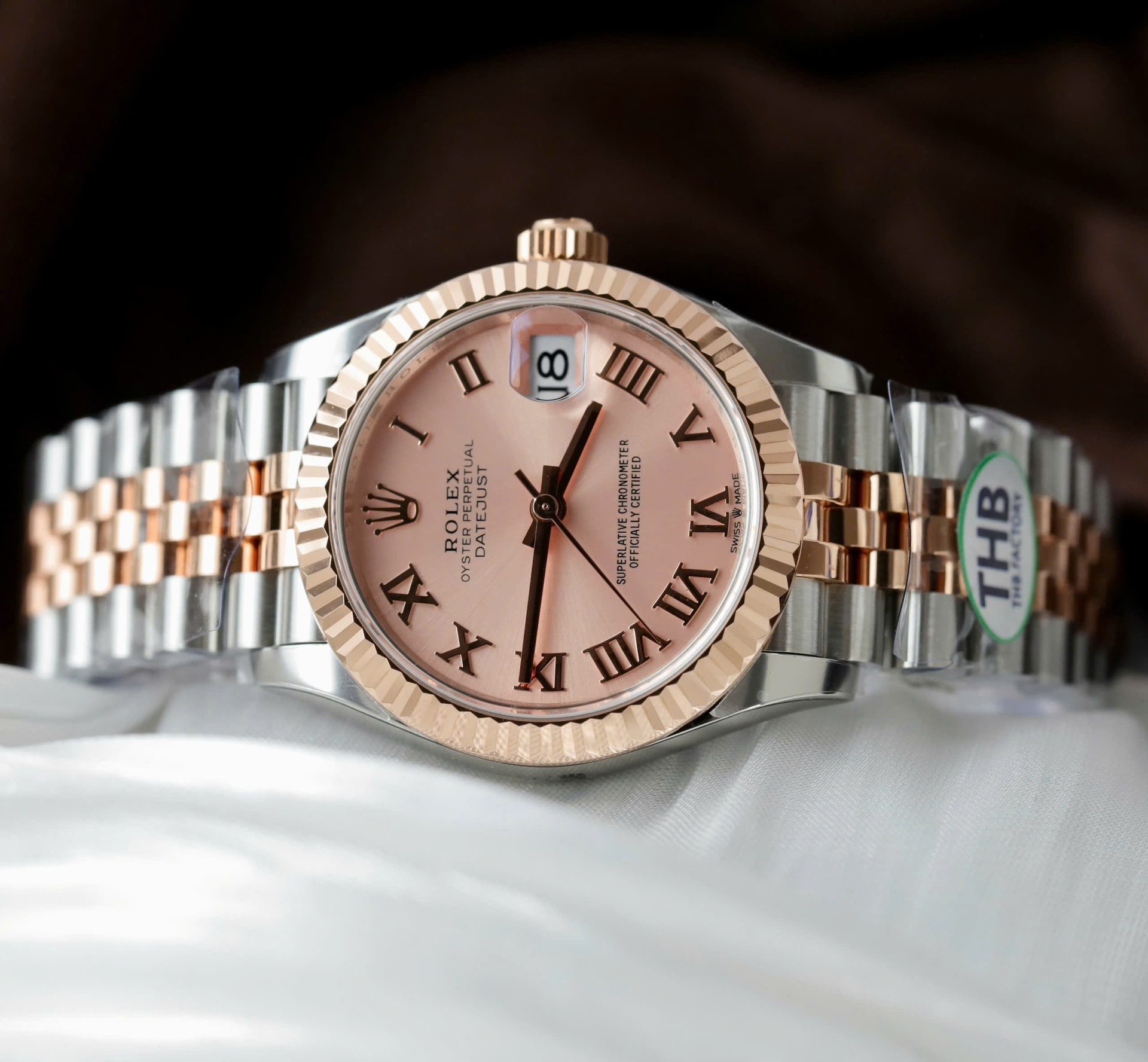 Rolex DateJust Luxury Fake Watches Pink Dial THB Factory 31mm