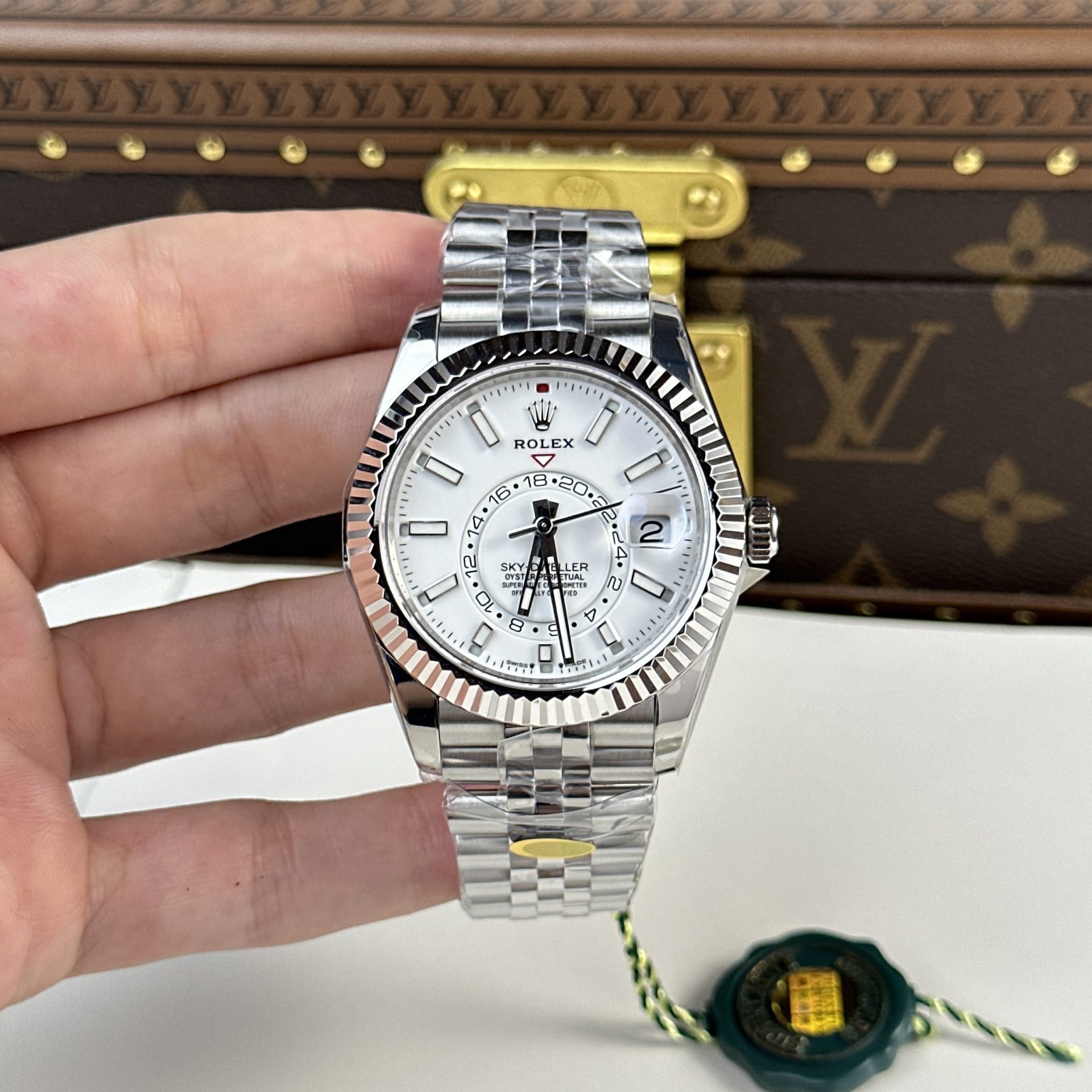 Rolex Fake Watch Sky Dweller 326934 Dial White Strap Jubilee 42mm