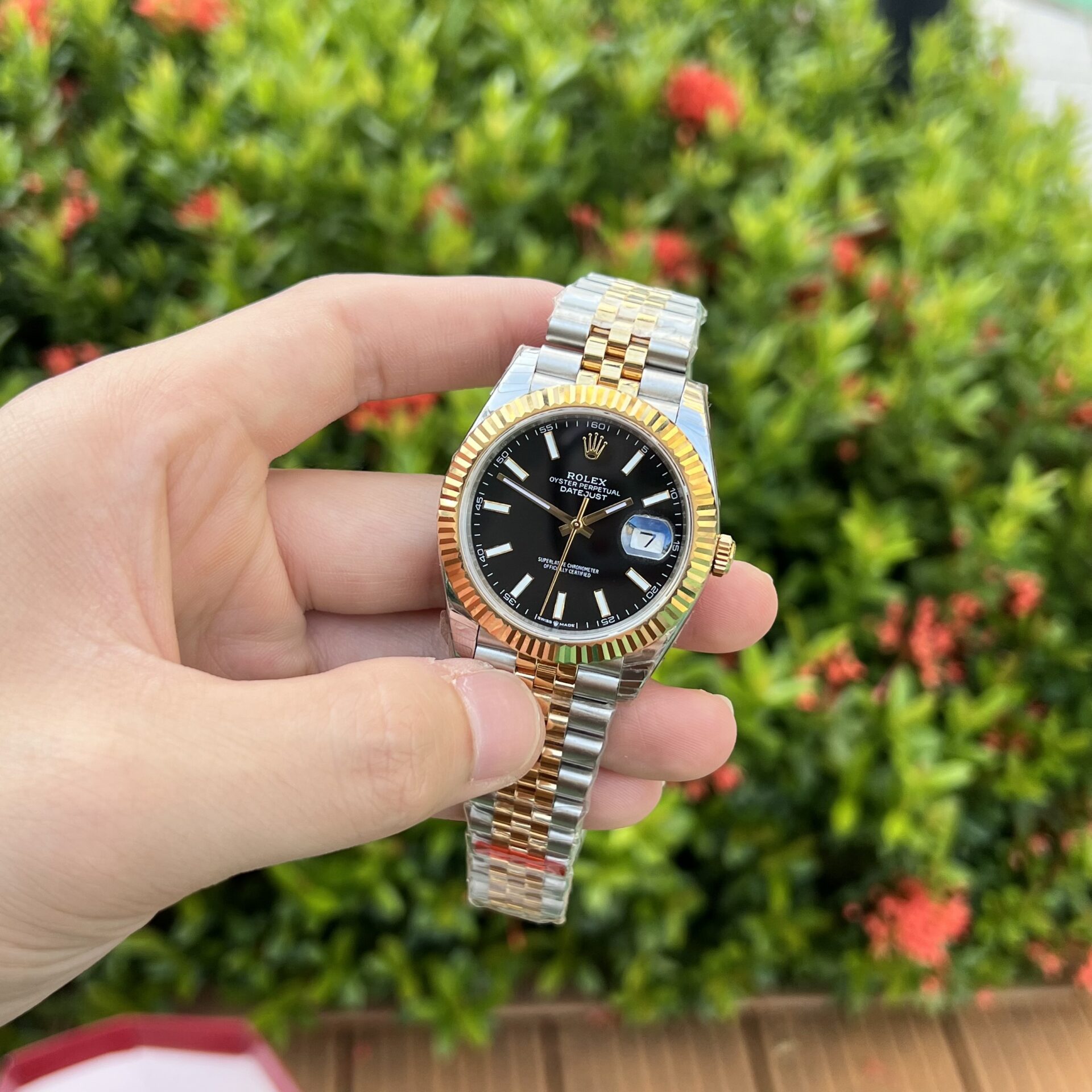 Rolex DateJust Replica 1:1 Watch Demi Black Dial EW Factory 41mm