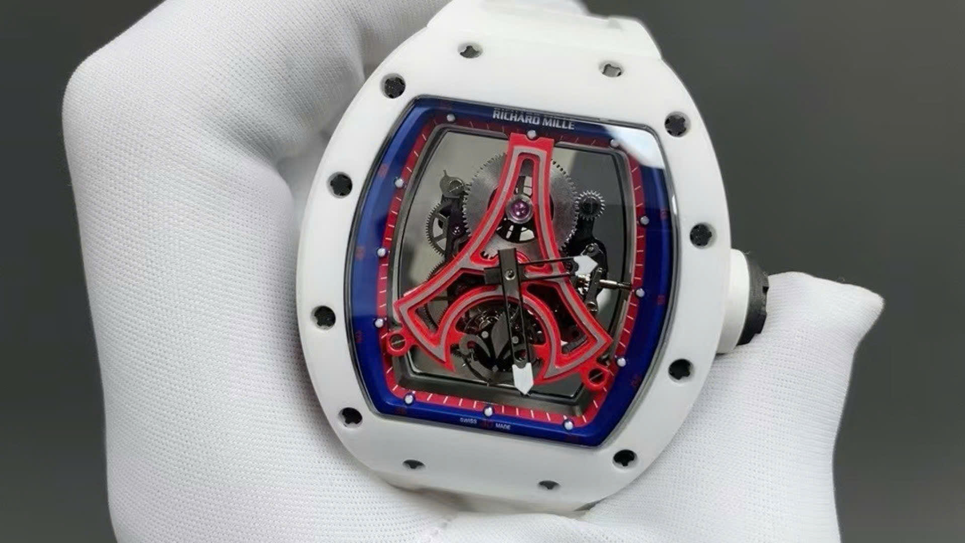 Richard Mille Replica Watches RM52-03 Paris Saint-Germain Tourbillon White Ceramic 40x48mm