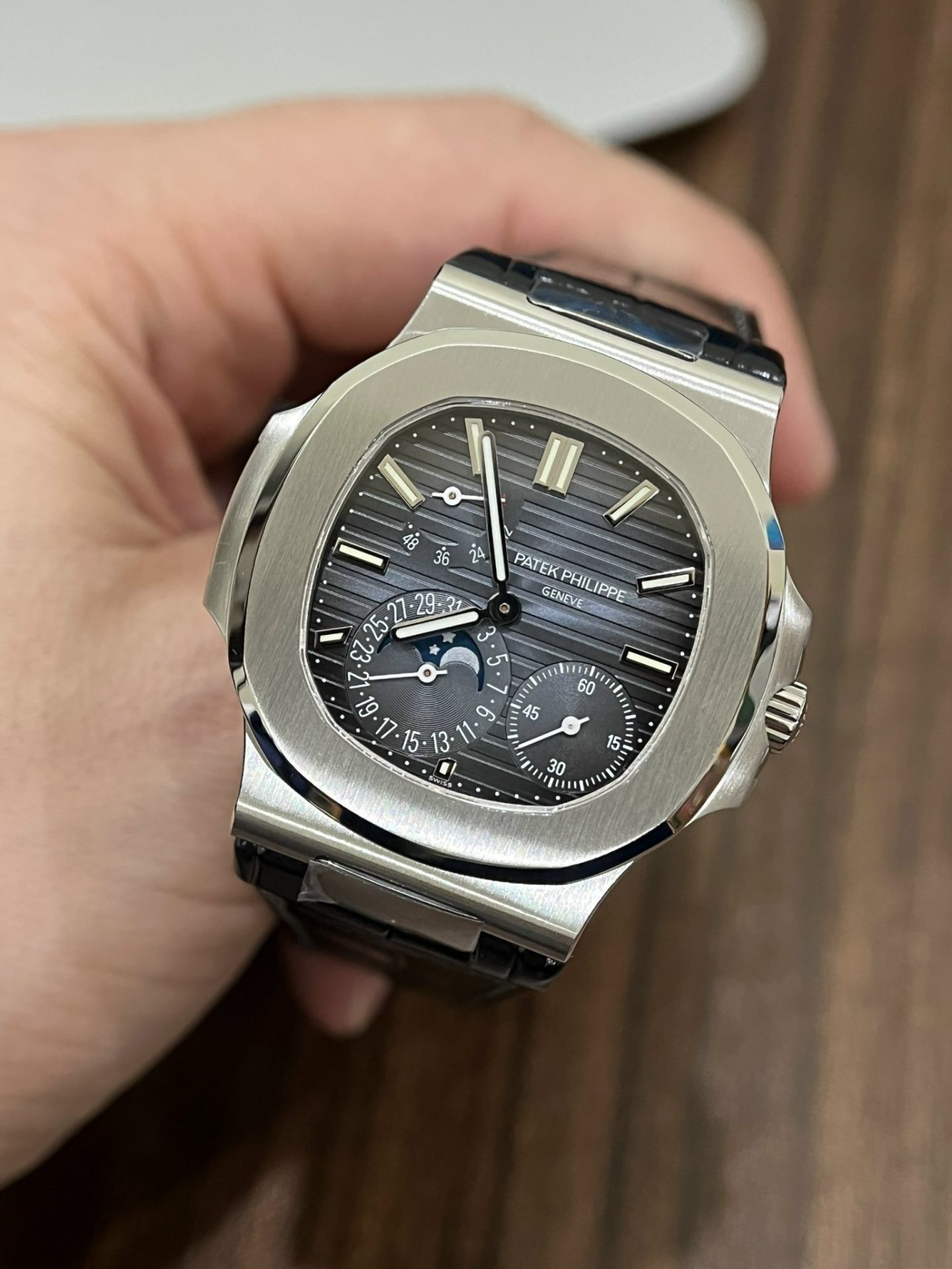 Patek Philippe Replica Watch Nautilus 5712 Blue Dial Leather Strap PPF Factory 40mm