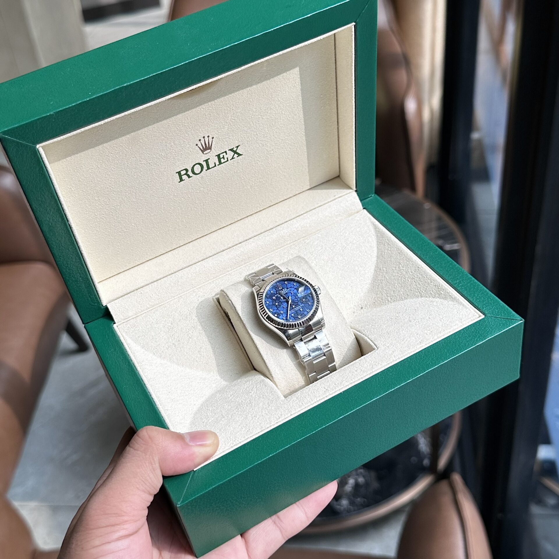 Rolex DateJust Replica Women s Watch 11 Blue Leaf Dial 31mm
