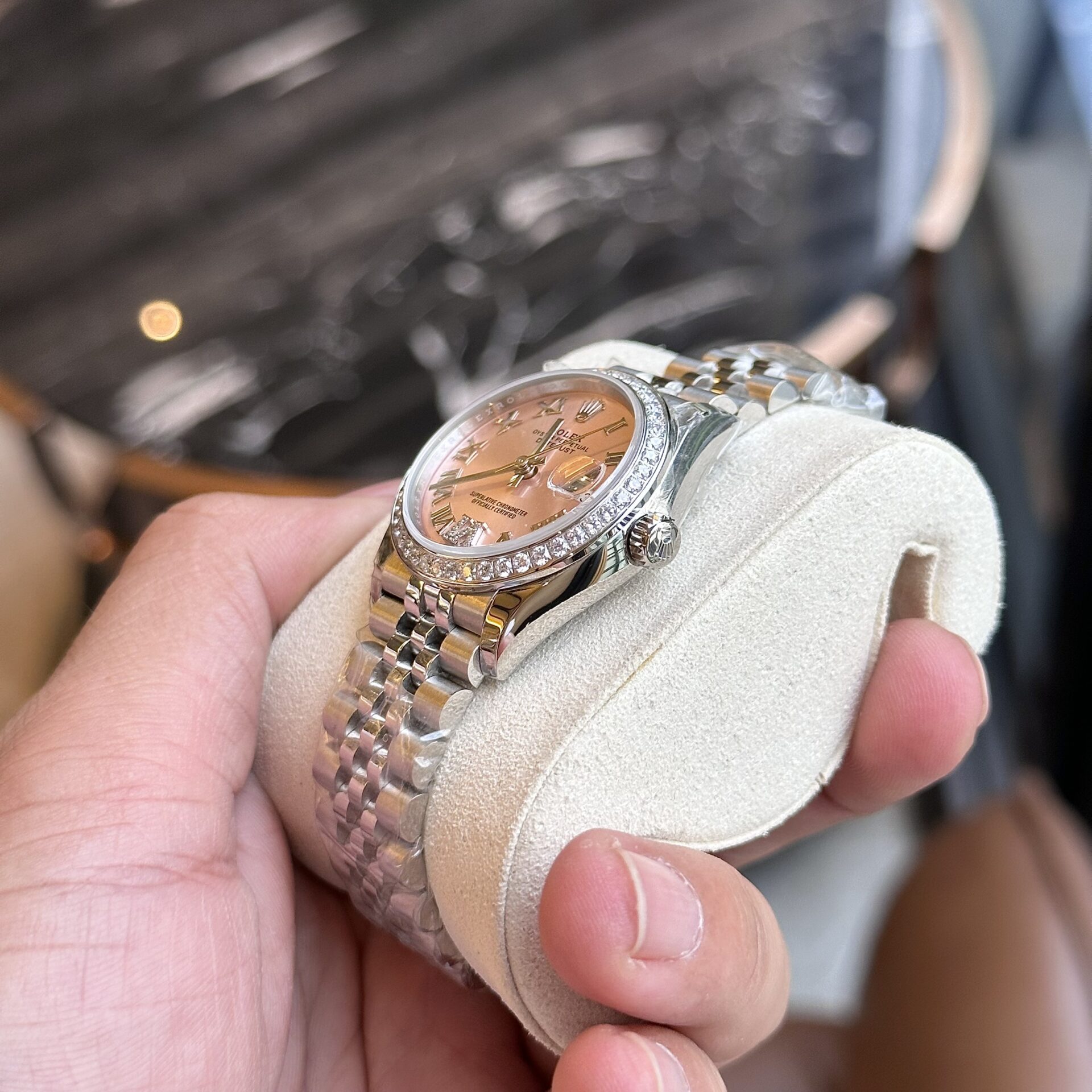 Rolex DateJust With Diamonds Pink Dial Replica Women s Watch EW 31mm