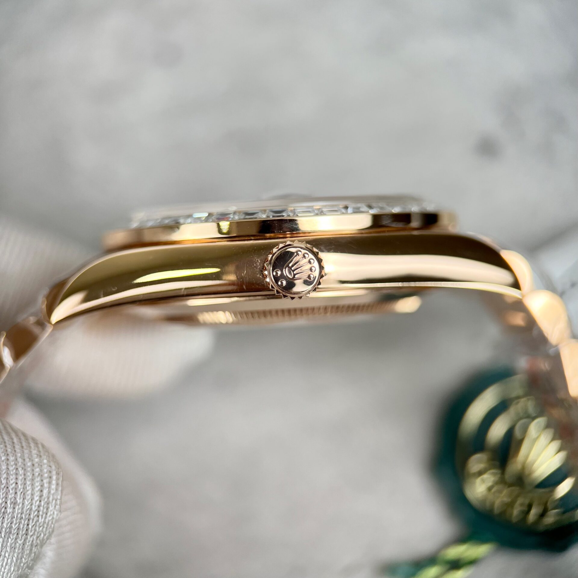 Rolex Day-Date Gold Wrapped Replica Watch With Moissanite Ruby Red Diamond 40mm