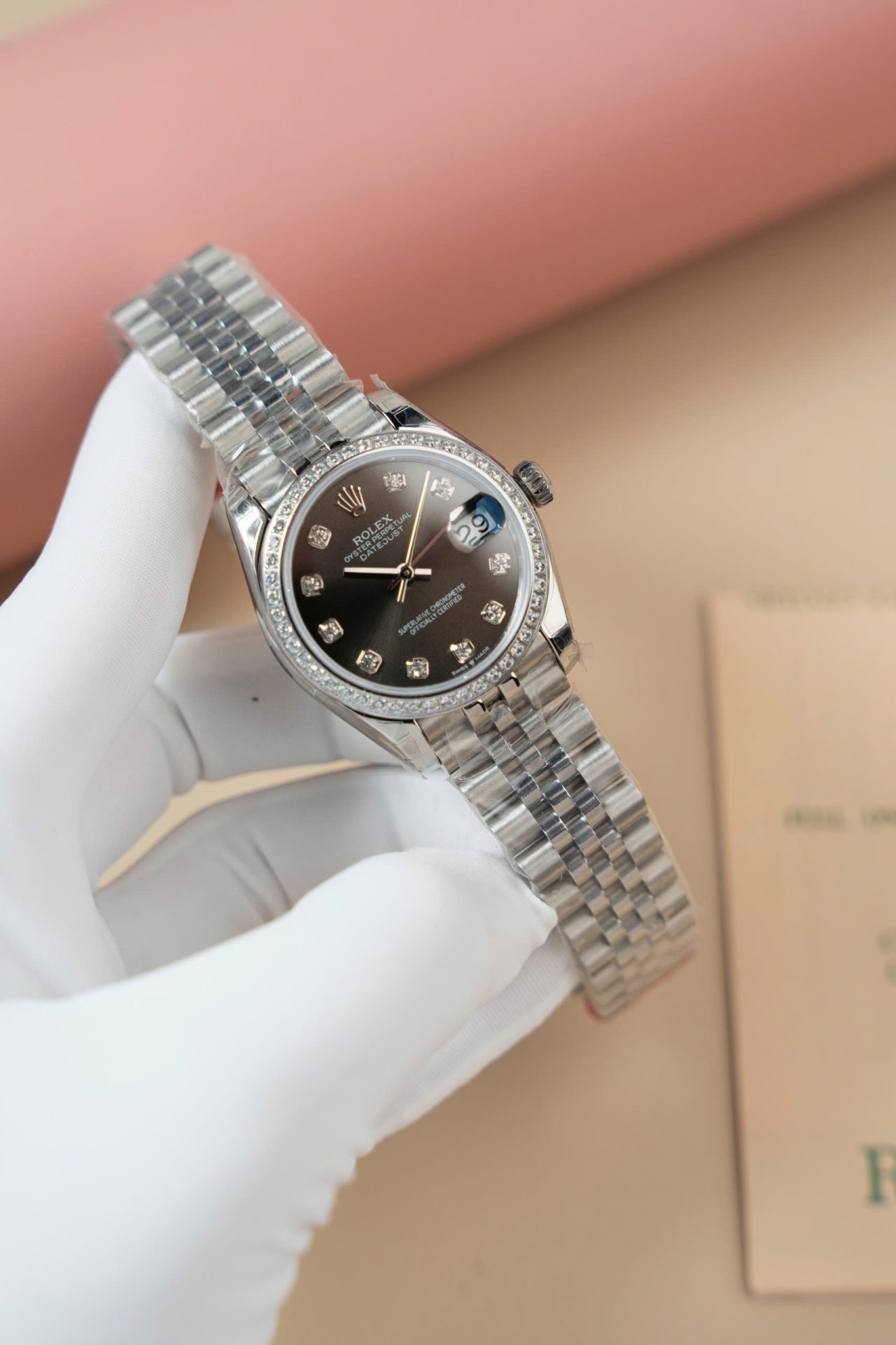 Rolex DateJust Lady Clone Watch Gray Dial Jubilee Strap 31mm