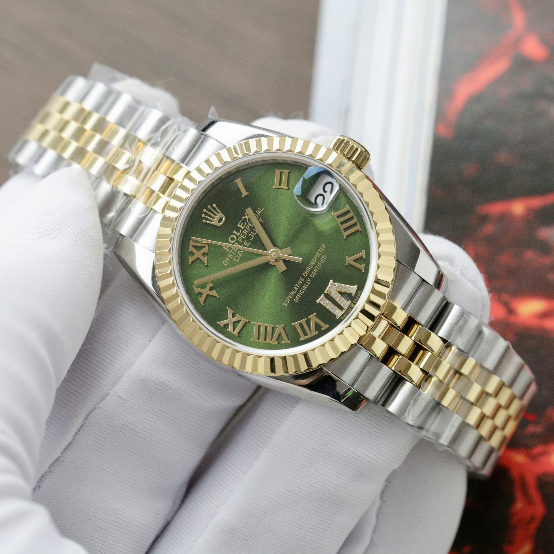 Rolex DateJust Women Replica Watch Demi Yellow Gold Jubilee Strap 31mm