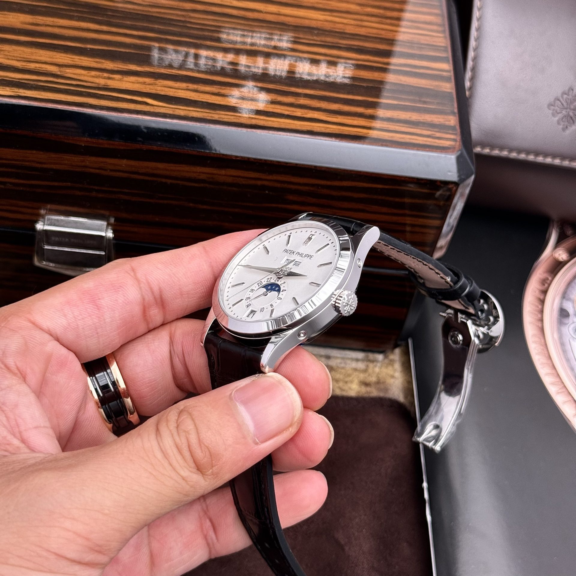 Patek Philippe Replica Watch Complications 5396G White Dial Leather Strap 38.5mm
