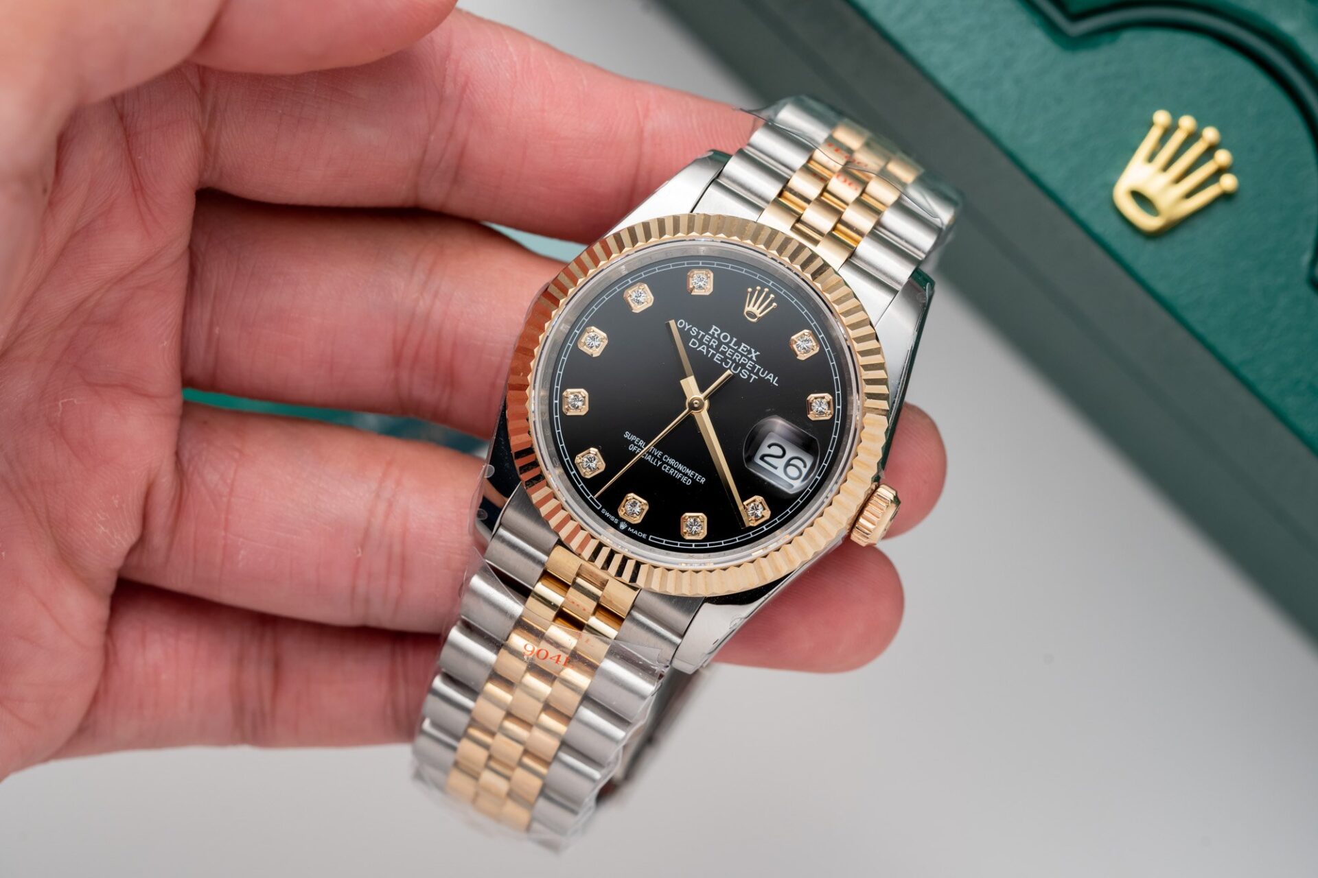 Rolex DateJust Black Dial Gold Wrapped Replica Watch GM Factory 36mm