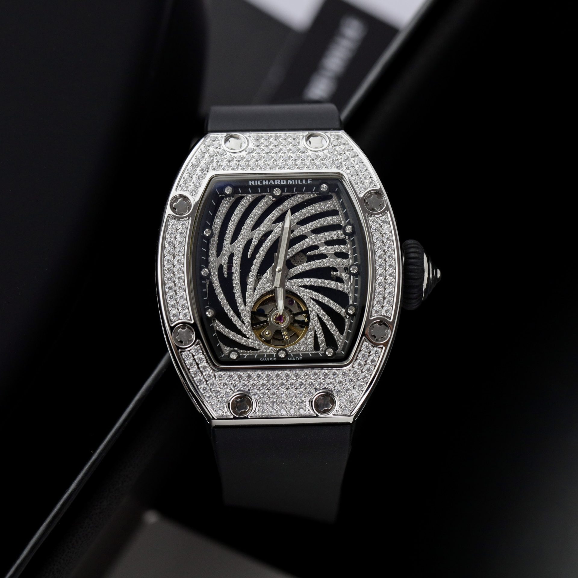 Richard Mille Replica Watch RM51-02 Rhinestone Rubber Strap 40mm