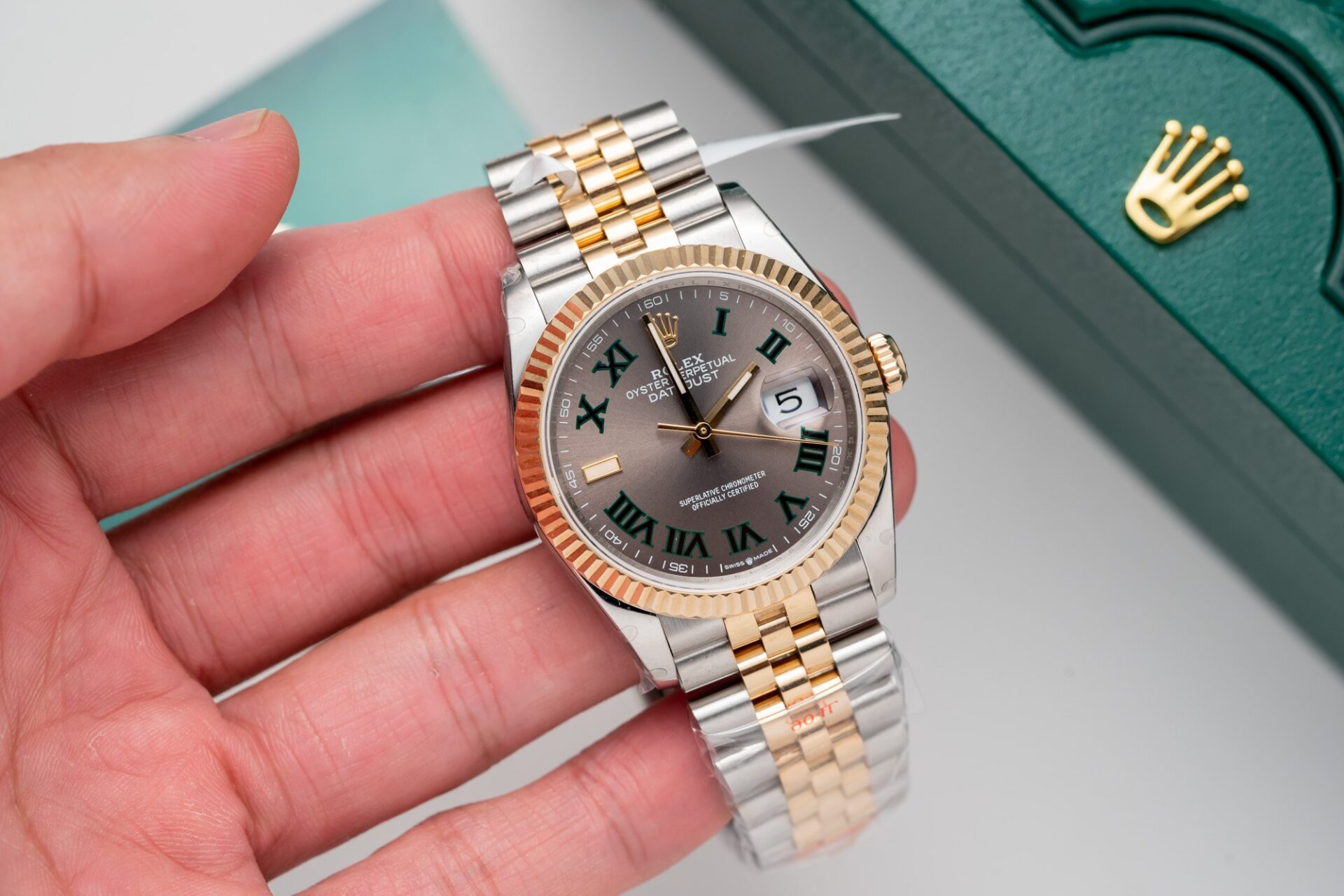 Rolex Replica Watch DateJust Dial Wimbledon Gold Wrapped GM Factory 36mm