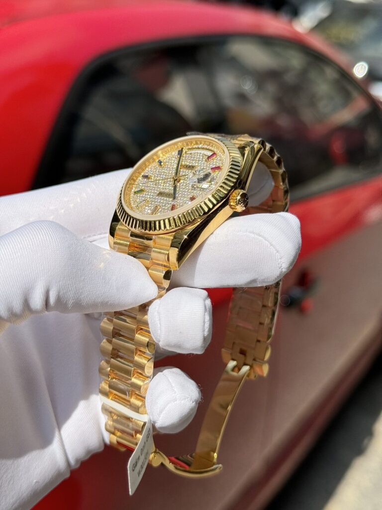 Rolex Day-Date Solid Gold Wrapped Replica Watch With Moissanite 40mm
